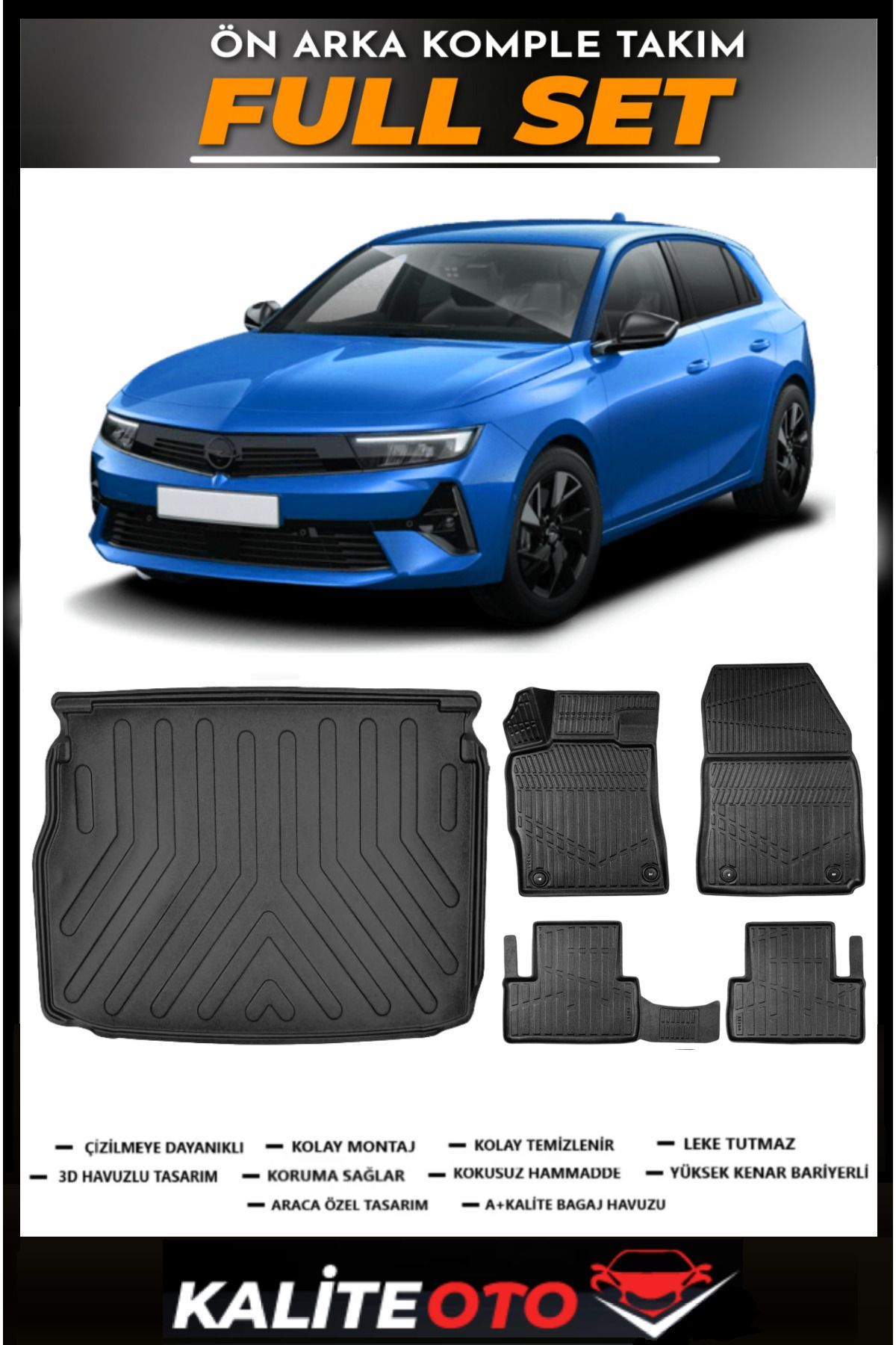 Opel Astra L Üst Bagaj Havuzu+4.5D Havuzlu Paspas Seti 2022 Model