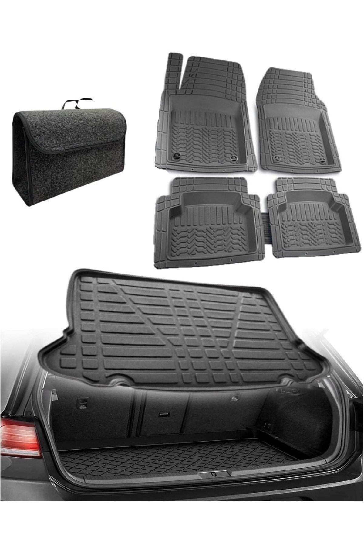 Rizline Chevrolet Aveo Sedan 2012 Sonrası Uyumlu Kokusuz 3d Bagaj Havuzu+3d Prof Gri Havuzlu Paspas