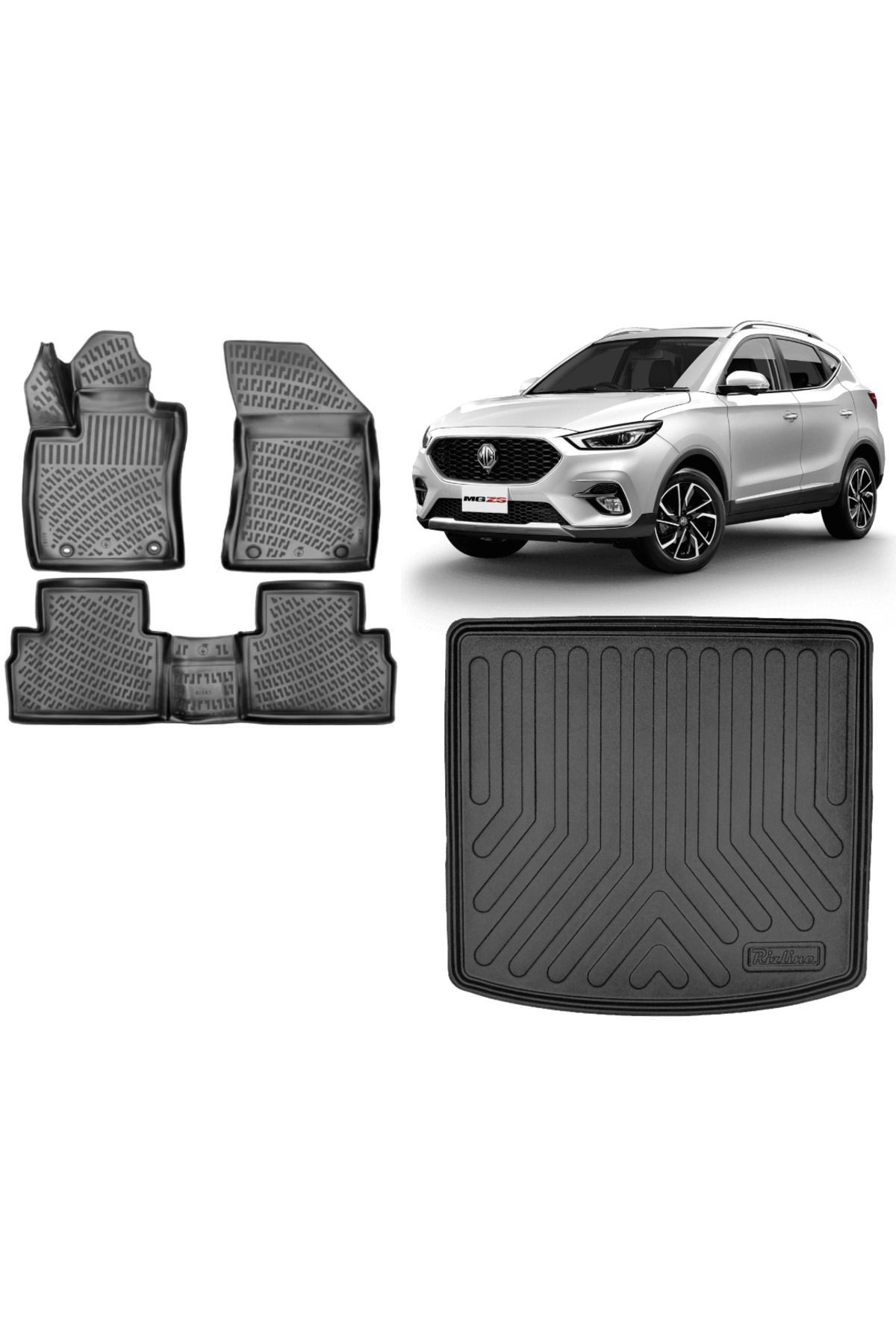 MG ZS Benzinli Üst Bagaj 2023 Model 3D Bagaj Havuzu+3D Havuzlu Araca Özel Paspas Takımı
