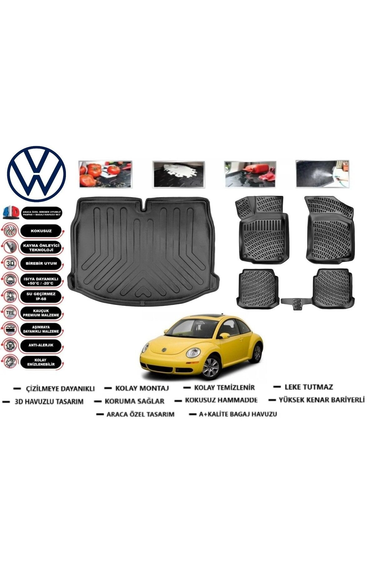 Volkswagen Beetle Coupe 2015 Model Bagaj Havuzu Araca Özel Paspas Takımı Prrox