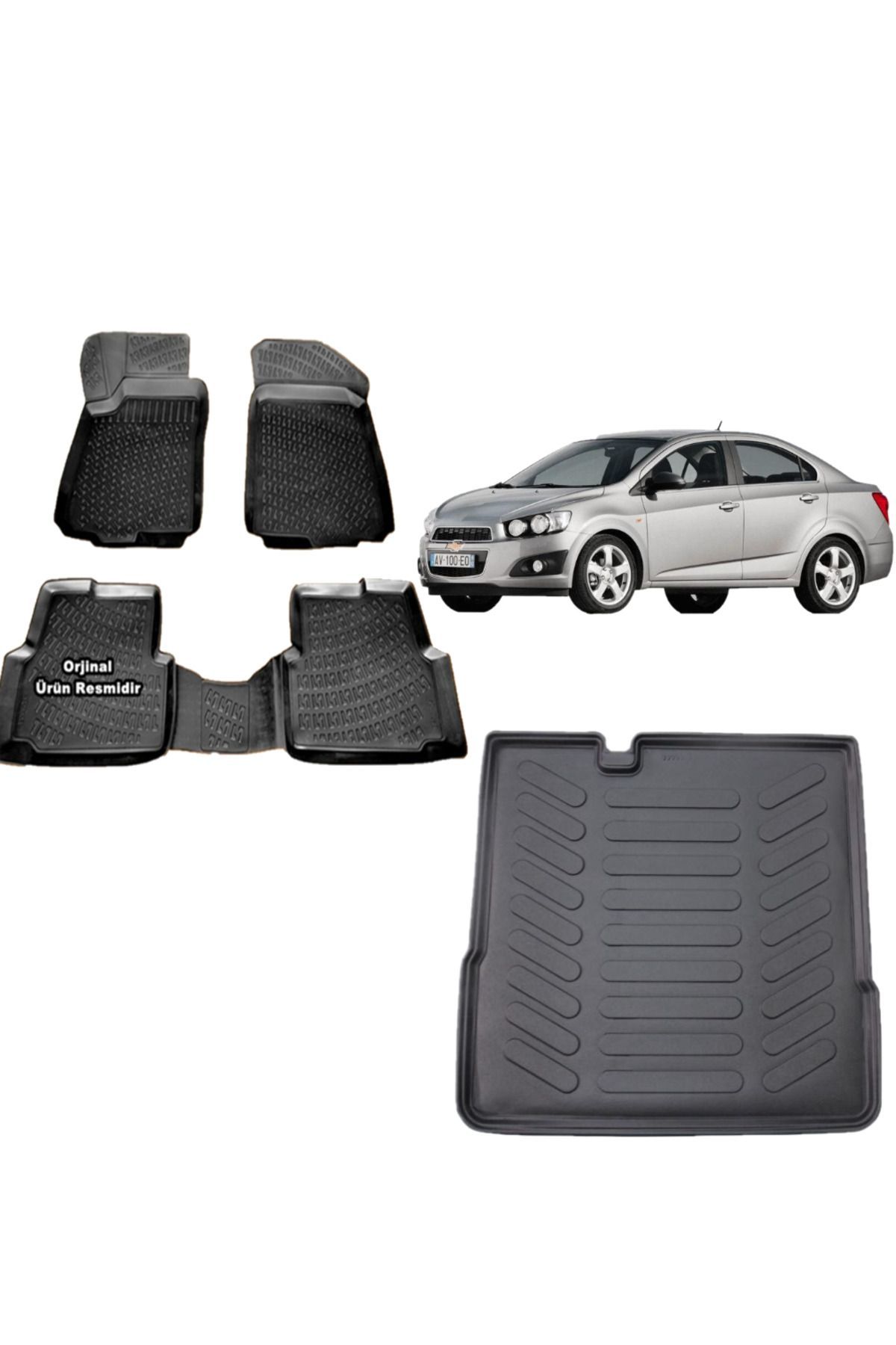 Chevrolet Aveo Sedan 2013 Model 3D Bagaj Havuzu+3D Havuzlu Araca Özel Paspas Takımı