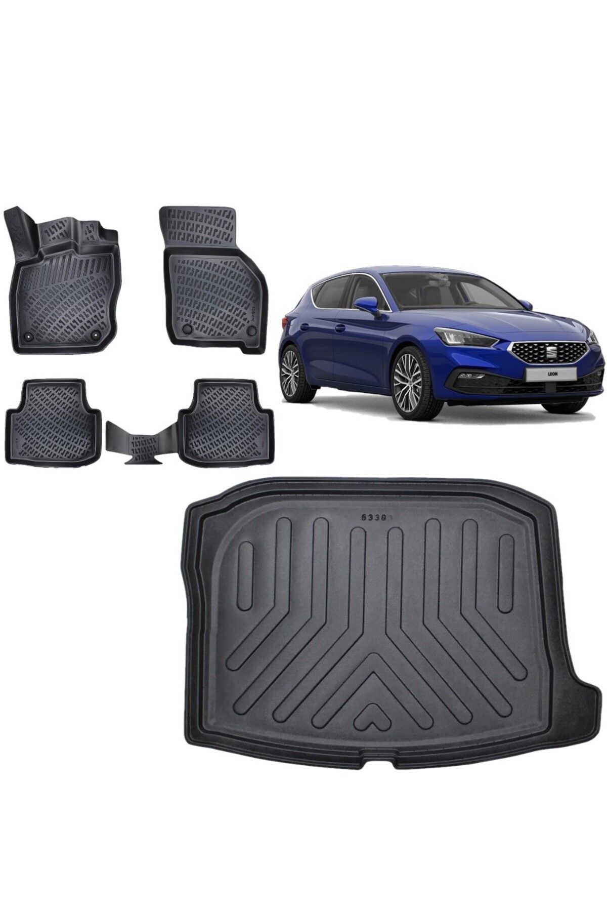 Seat Leon 2021 Model 3D Bagaj Havuzu+3D Havuzlu Araca Özel Paspas Takımı