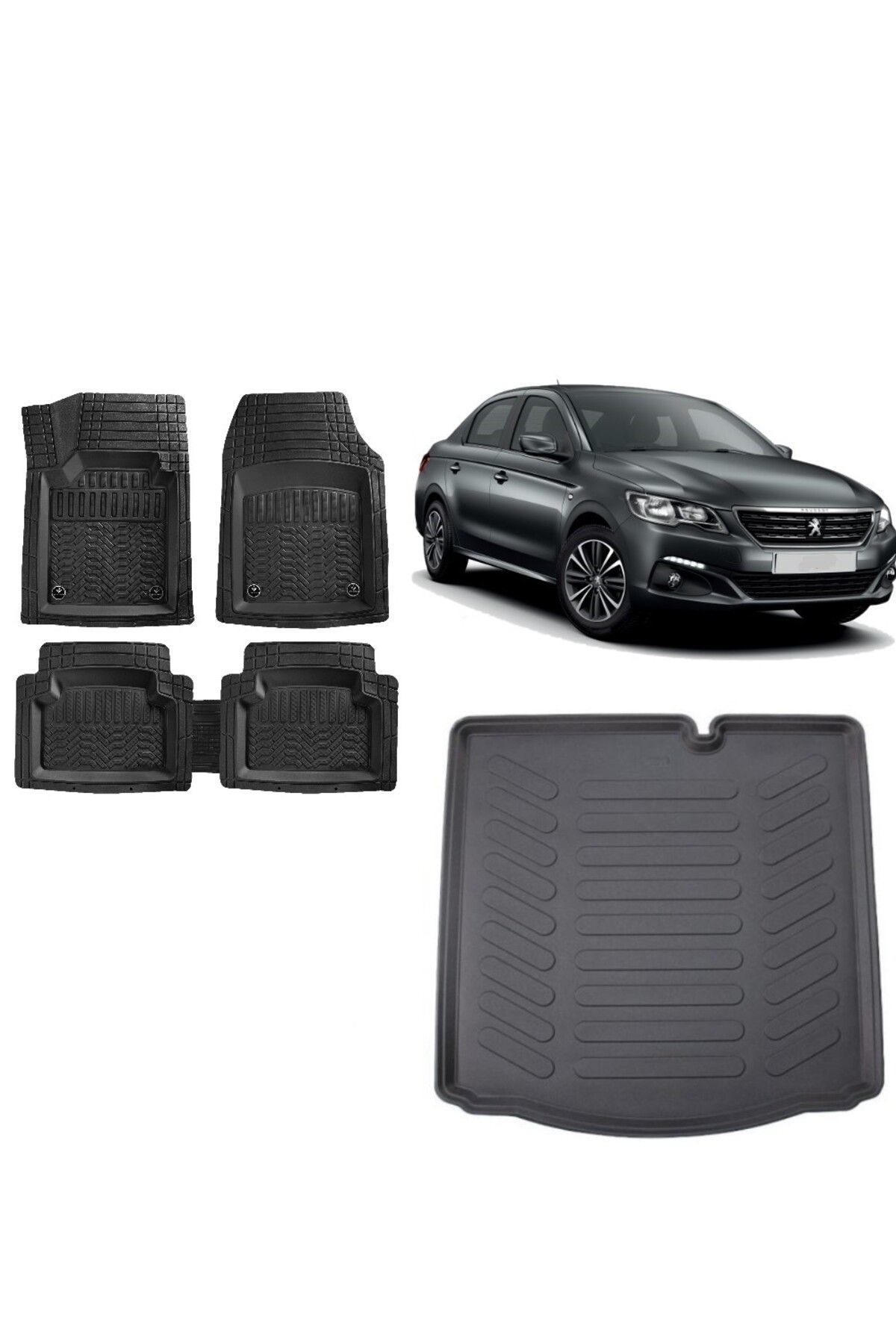 Peugeot 301 2017 Model Uyumlu 3d Bagaj Havuzu+3d Havuzlu Paspas Takımı Maximum Siyah