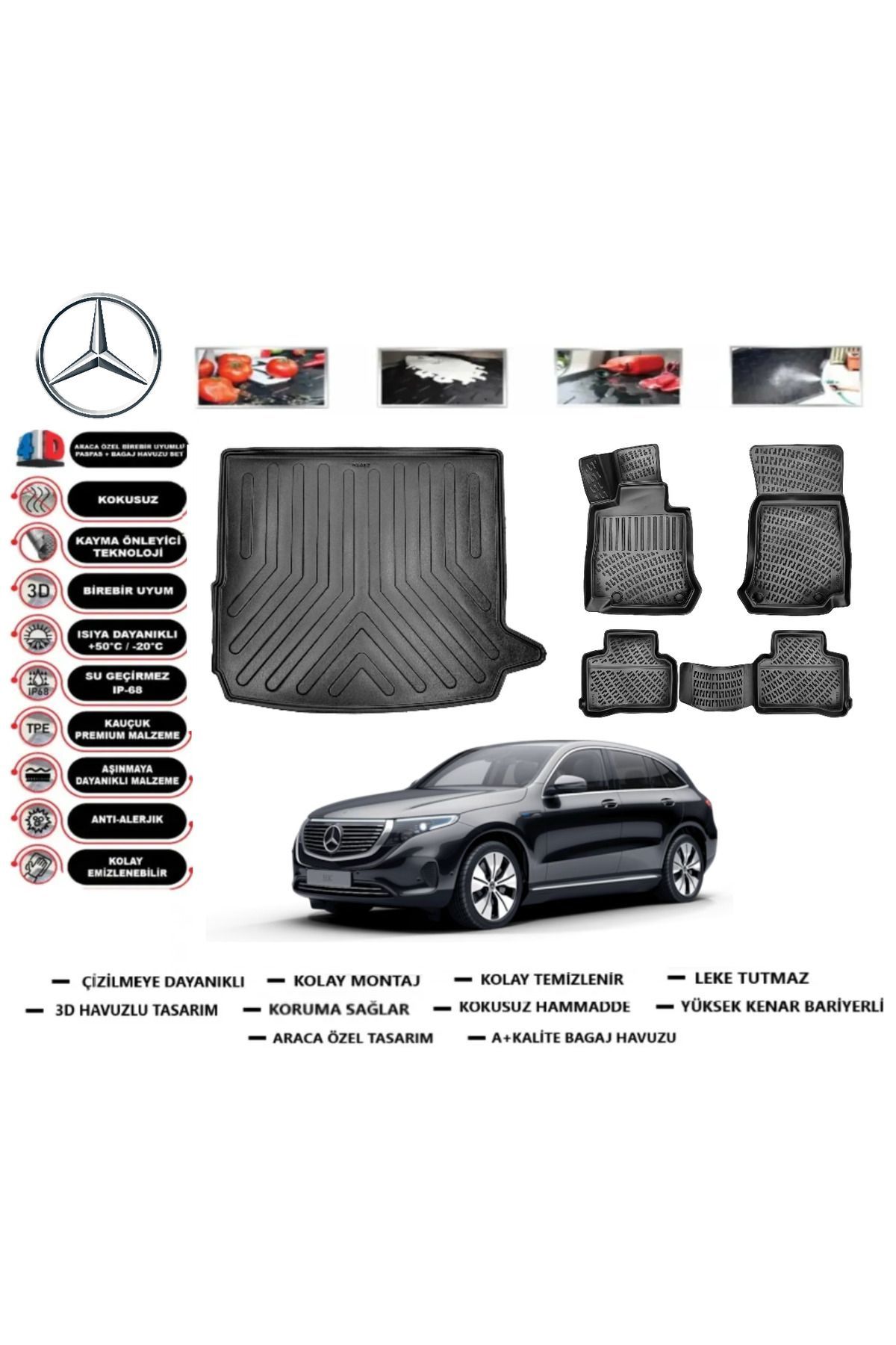 Mercedes EQC 2022 Model Bagaj Havuzu Araca Özel Paspas Takımı Prrox