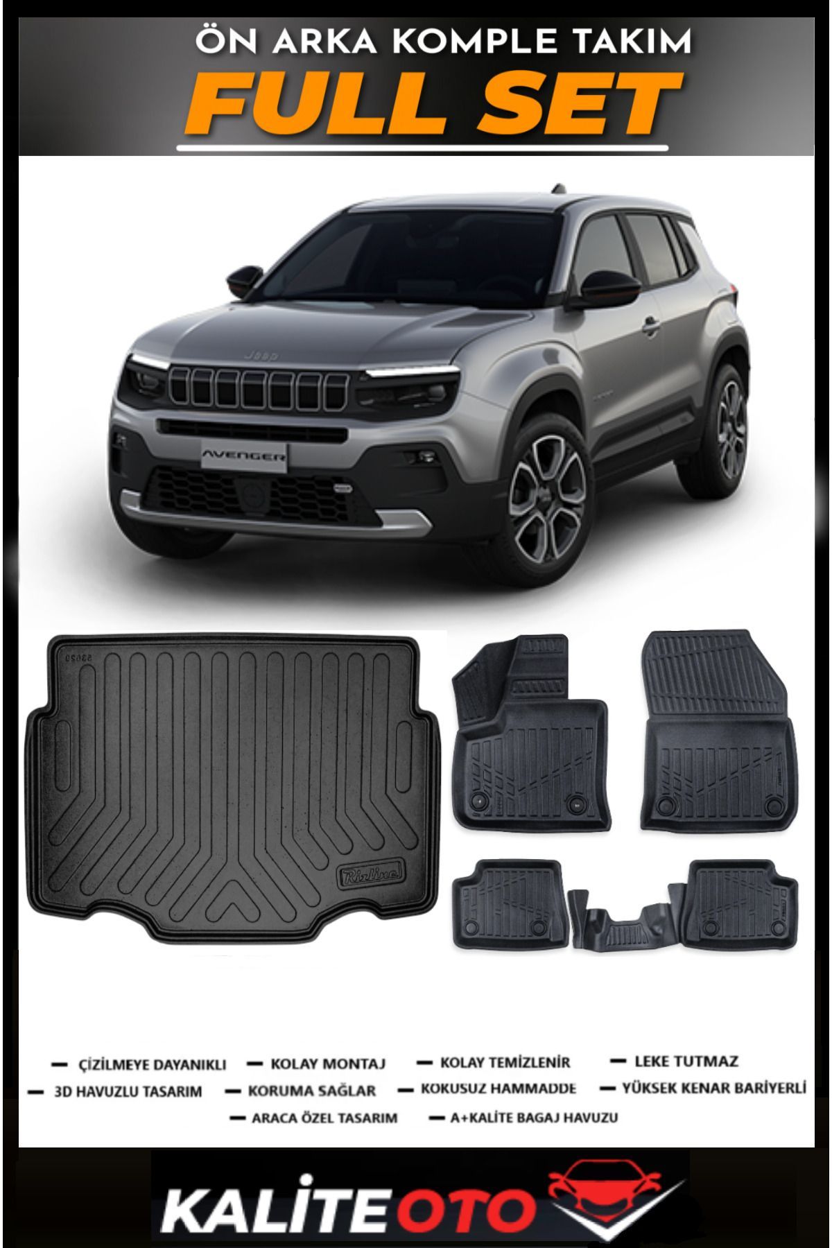 Jeep Avanger Elektrikli Alt Bagaj Havuzu+4.5D Havuzlu Paspas Seti 2025 Model