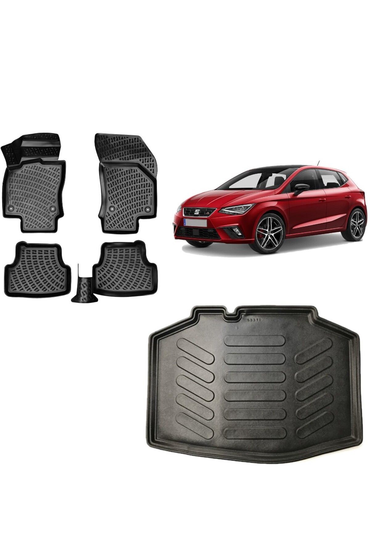 Seat İbiza 2023 Model Hatchback 3D Bagaj Havuzu+3D Havuzlu Araca Özel Paspas Takımı