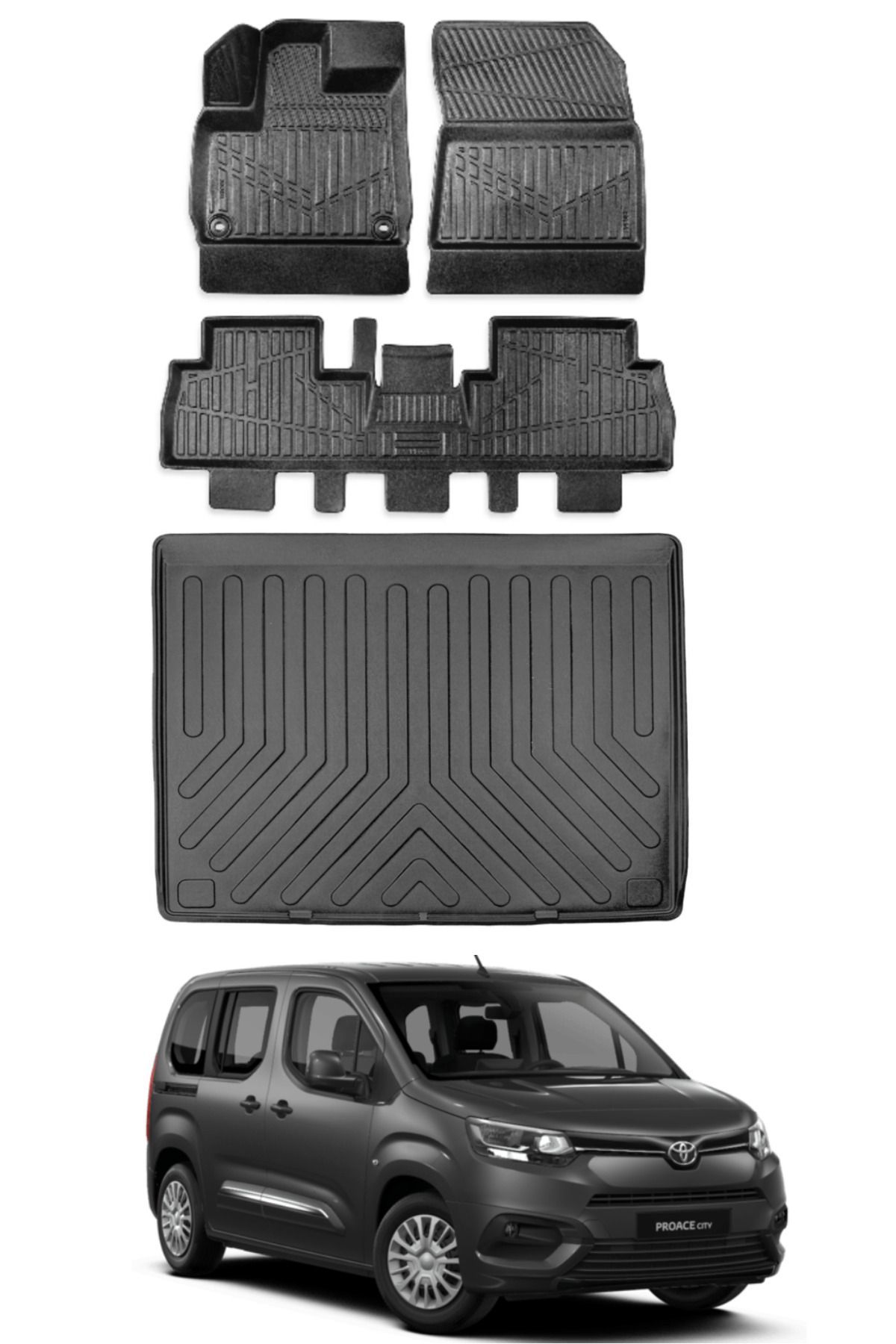 Toyota Proace Cıty 2019 Model Bagaj Havuzu Araca Özel Siyah Paspas Takımı