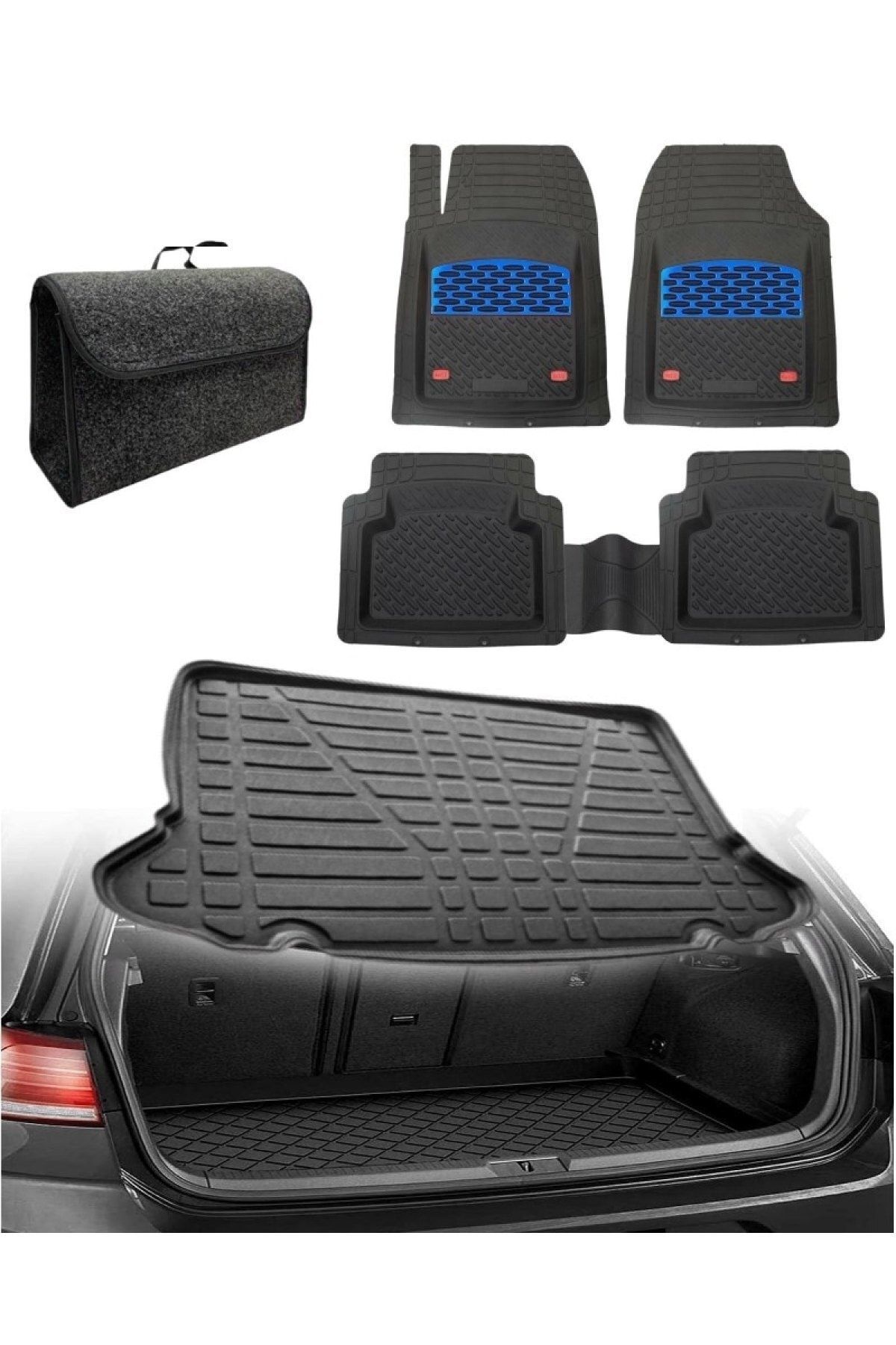 Fiat Linea 2007 Sonrası Uyumlu Kokusuz 3d Bagaj Havuzu+3d Safir Mavi Havuzlu Paspas
