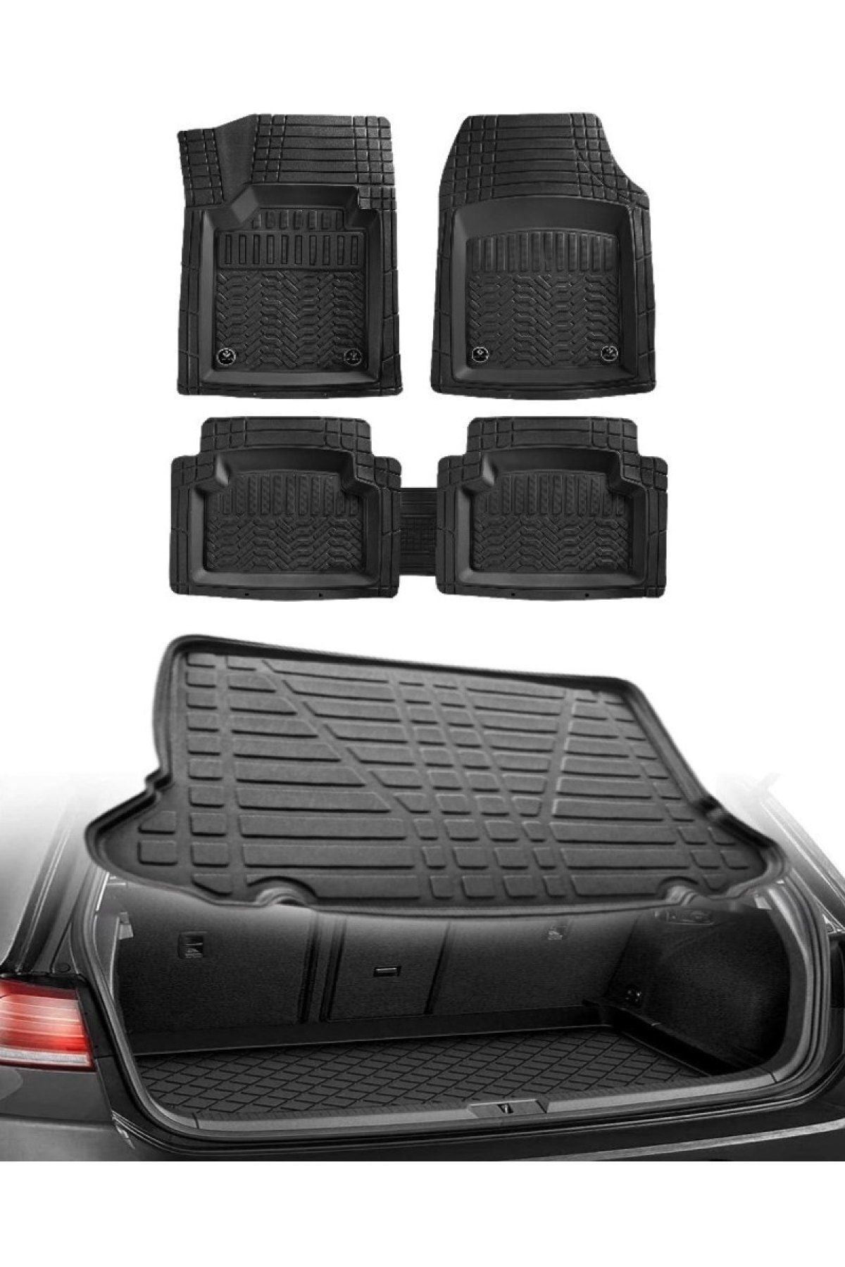 Renault Clio 5 2019 Sonrası 3d Bagaj Havuzu+3d Maximum Siyah Havuzlu Paspas Gri Kromajlı