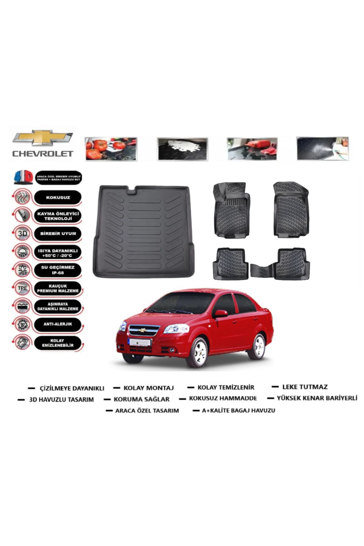 Chevrolet Aveo Sedan 2015 Model Bagaj Havuzu Araca Özel Paspas Takımı Prrox