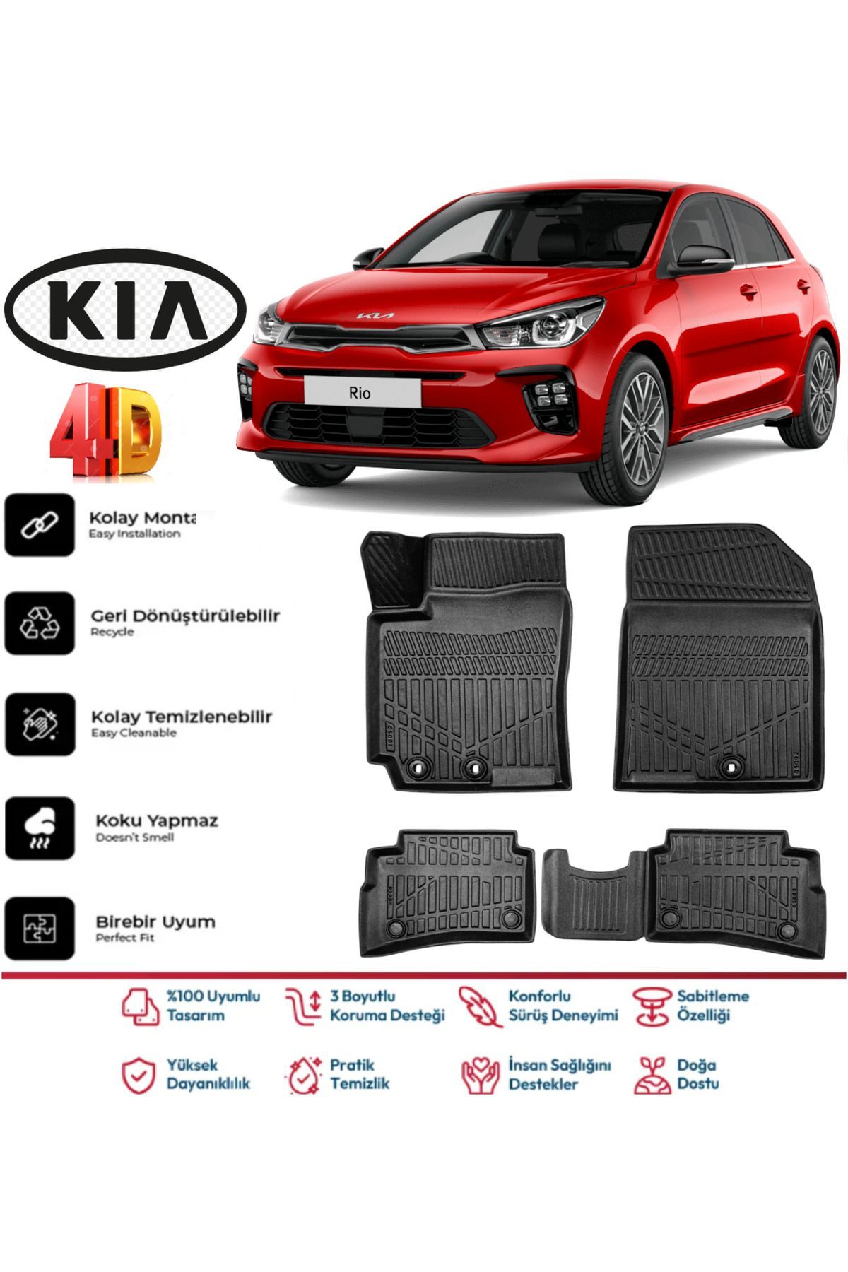 Kia Rio 2018 Model 4D Havuzlu Paspas