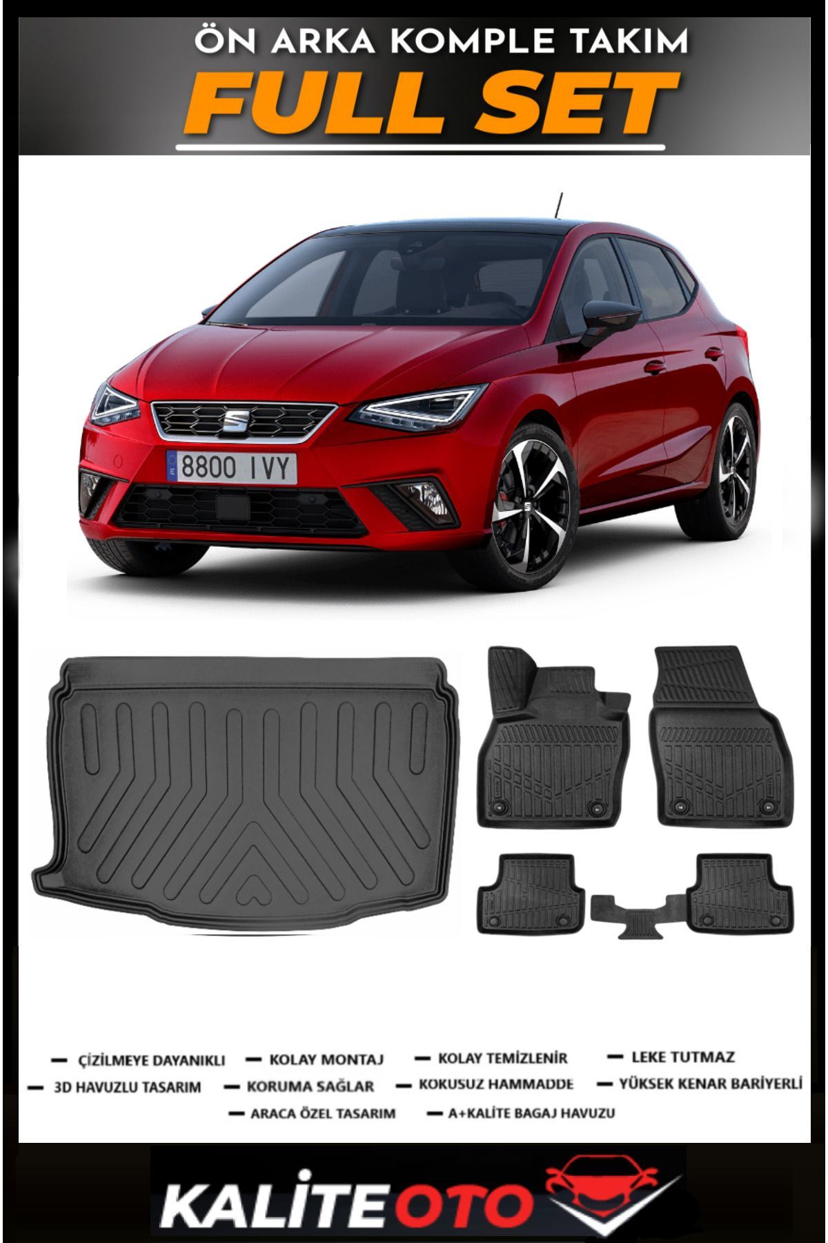 Seat İbiza Alt Bagaj Havuzu+4.5D Havuzlu Paspas Seti 2025 Model