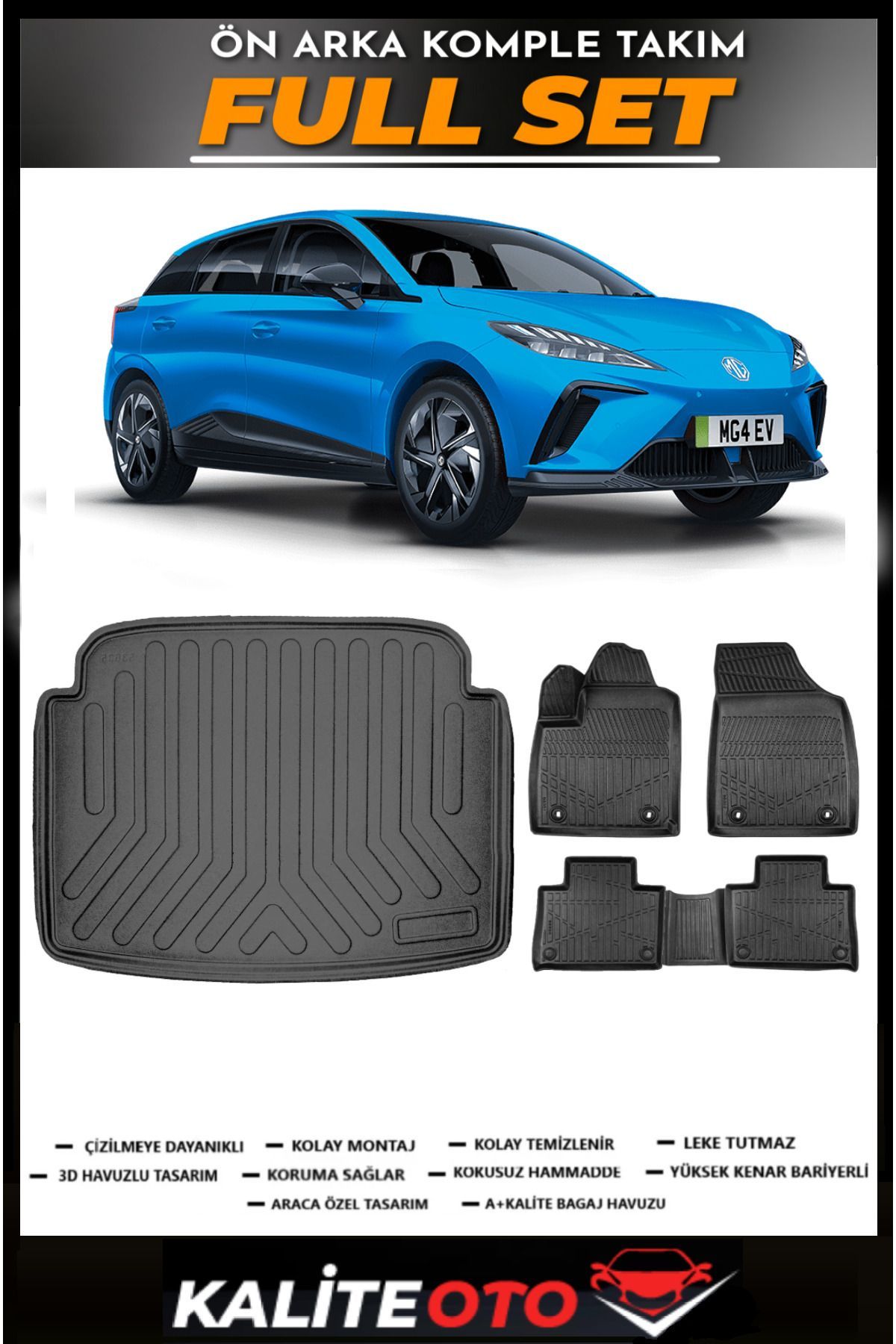 MG4 Luxury Paket Bagaj Havuzu+4.5D Havuzlu Paspas Seti 2023 Model