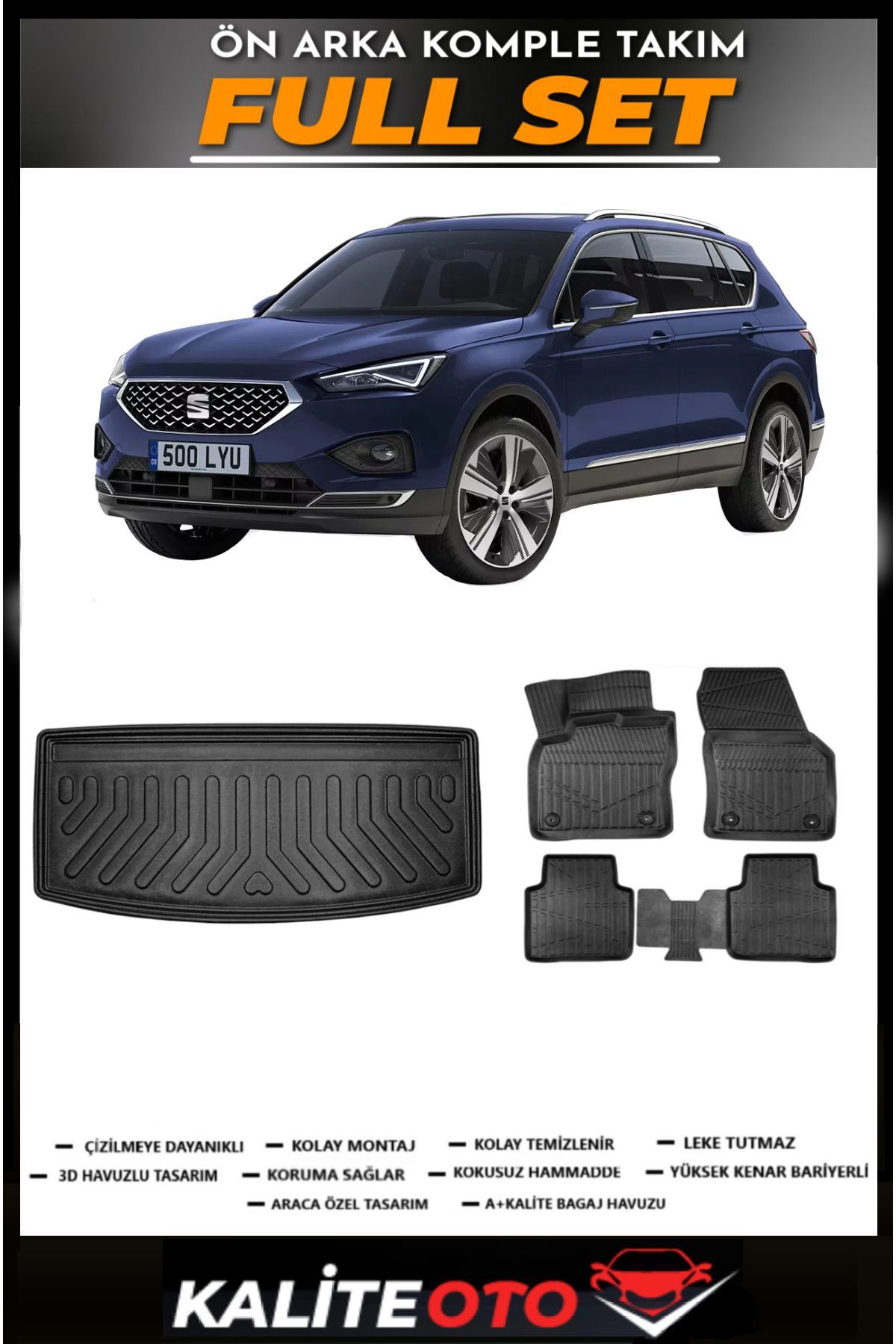 Seat Taracco 7 Koltuk Bagaj Havuzu+4.5D Havuzlu Paspas Seti 2023 Model
