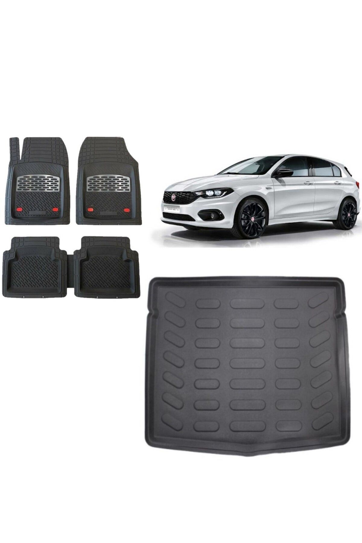 Fiat Egea Hatchback 2022 Model Stepneli 3D Bagaj Havuzu+3D Havuzlu Safir Karbon Kromlu Paspas
