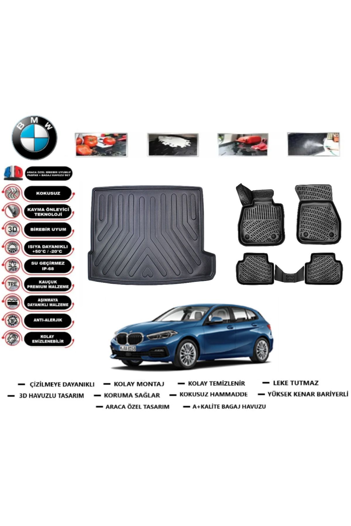 Bmw 1 serisi F40 2023 Model Üst Bagaj Havuzu Araca Özel Paspas Takımı Prrox