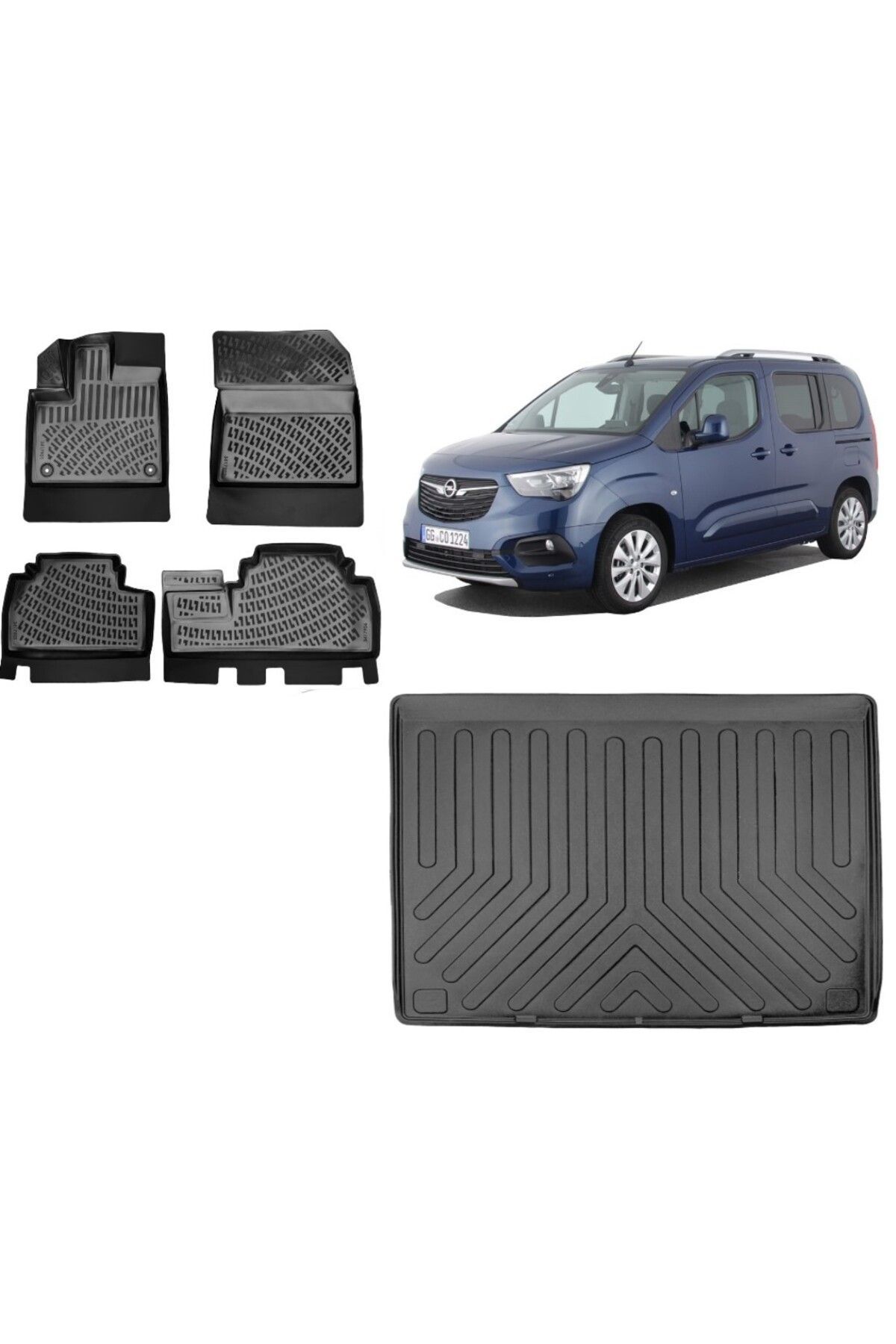 Opel Combo 2022 Model 3D Bagaj Havuzu+3D Havuzlu Araca Özel Paspas Takımı