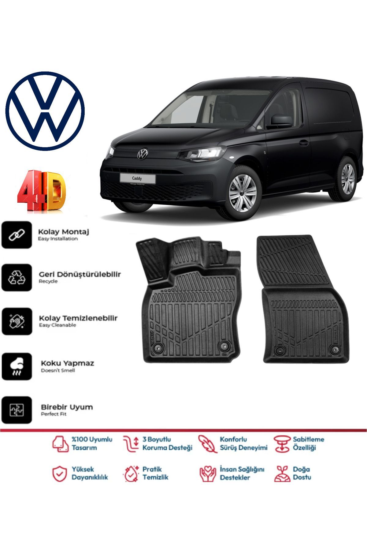 Volkswagen Caddy Panelvan 2025 Model 4D Havuzlu Paspas