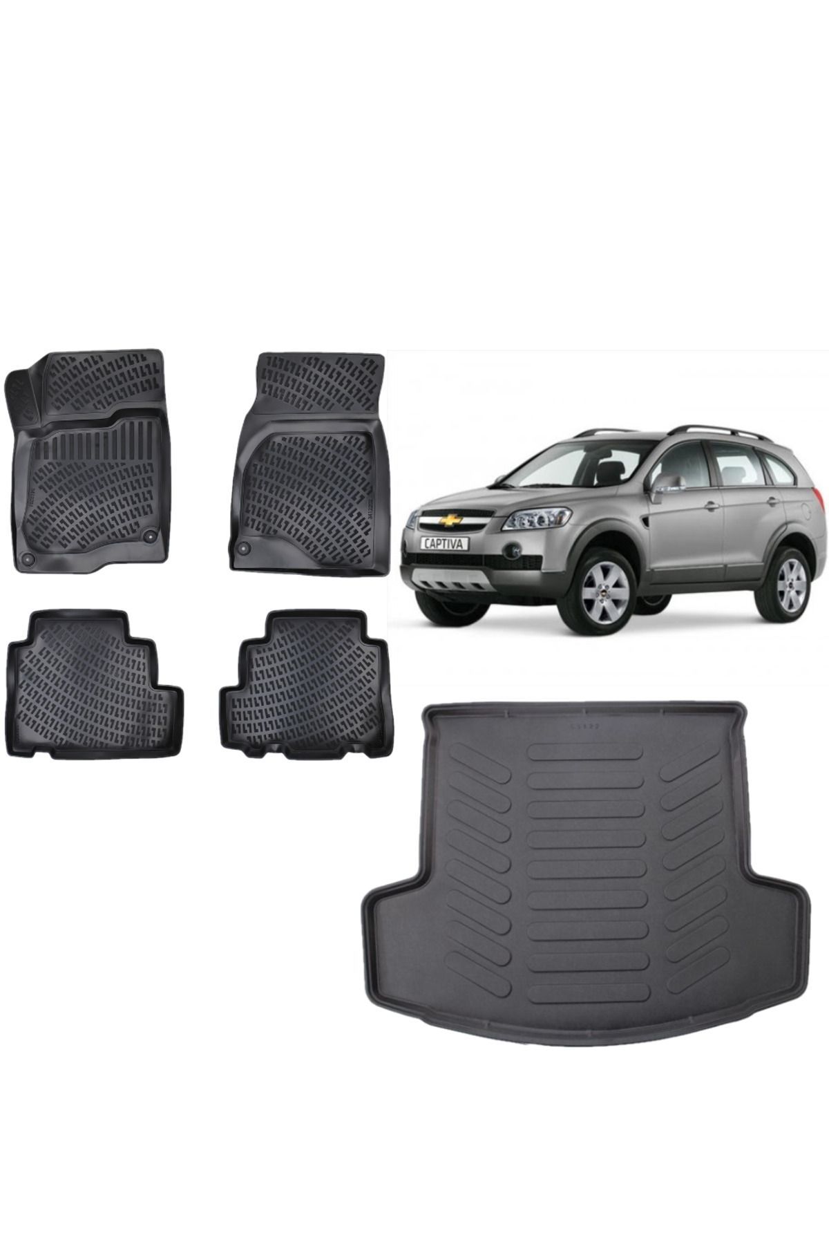 Chevrolet Captiva 2013 Model 3D Bagaj Havuzu+3D Havuzlu Araca Özel Paspas Takımı
