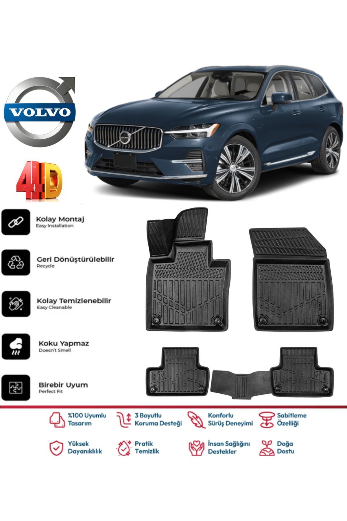 Volvo XC60 2020 Model 4D Havuzlu Paspas