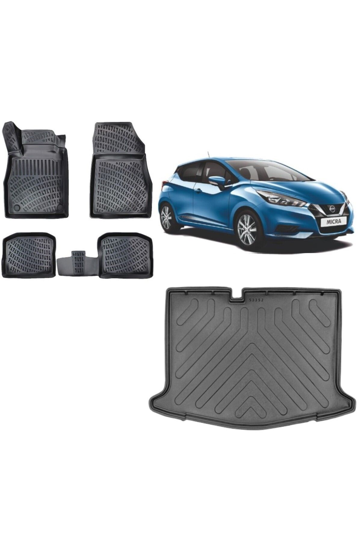 Nissan Micra 2023 Model 3D Bagaj Havuzu+3D Havuzlu Araca Özel Paspas Takımı