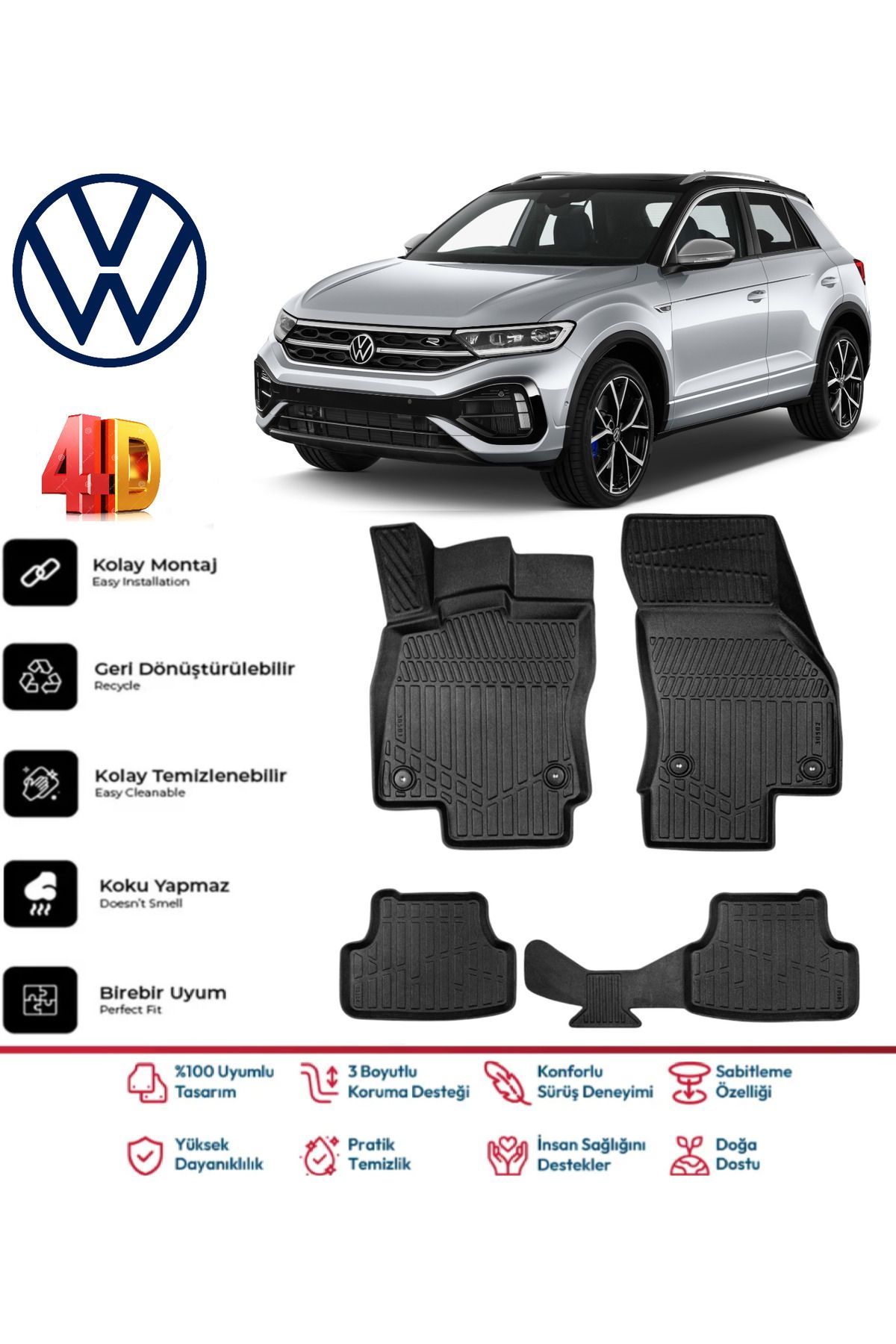 Volkswagen T-roc 2020 Model 4D Havuzlu Paspas