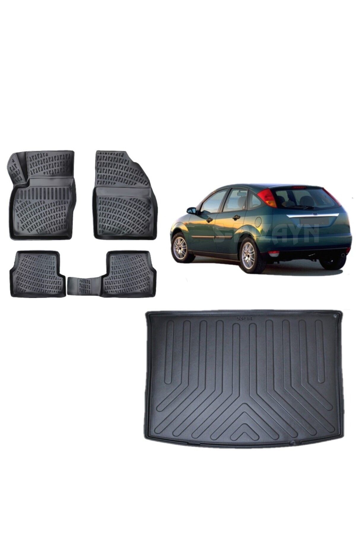 Focus 1 Hatchback 1998 Model 3D Bagaj Havuzu+3D Havuzlu Araca Özel Paspas Takımı