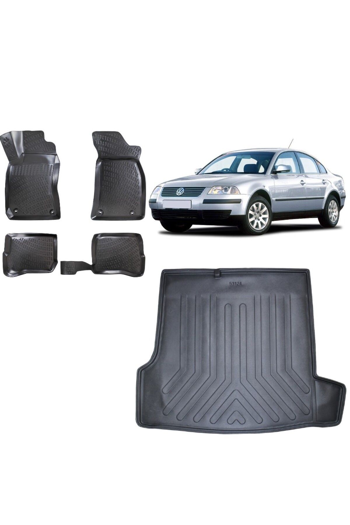 Volkswagen Passat B5 2001 Model 3D Bagaj Havuzu+3D Havuzlu Araca Özel Paspas Takımı