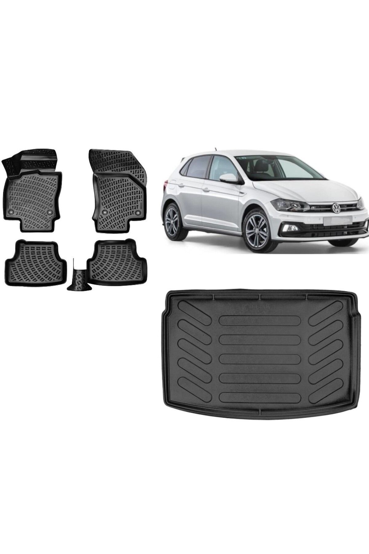 Volkswagen Polo 2019 Model Üst Kademe 3D Bagaj Havuzu+3D Havuzlu Araca Özel Paspas Takımı