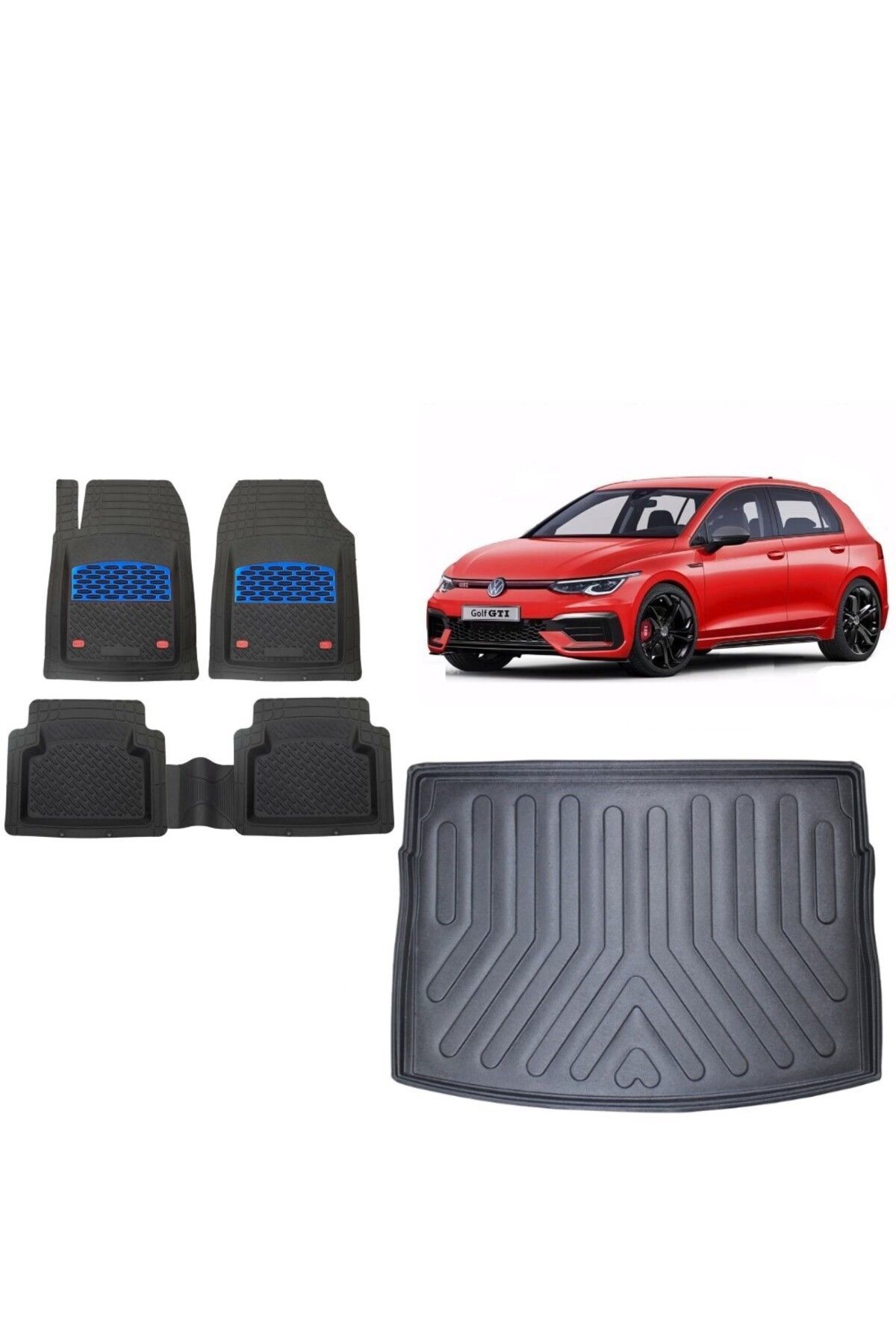 Volkswagen Golf 8 2023 Model Alt 3D Bagaj Havuzu+3D Havuzlu Safir Mavi Kromluu Paspas