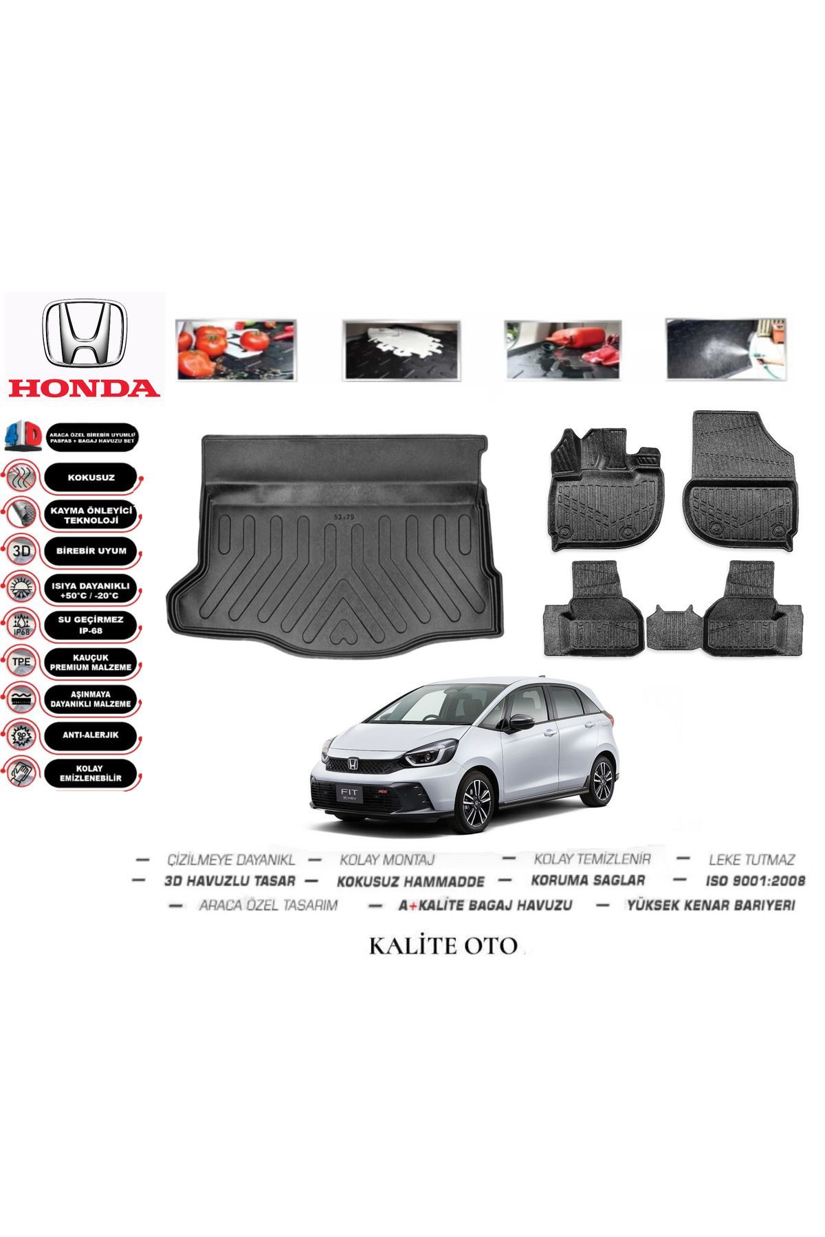 Honda Jazz 2022 Model 3D Bagaj Havuzu+4D Havuzlu Paspas Setii