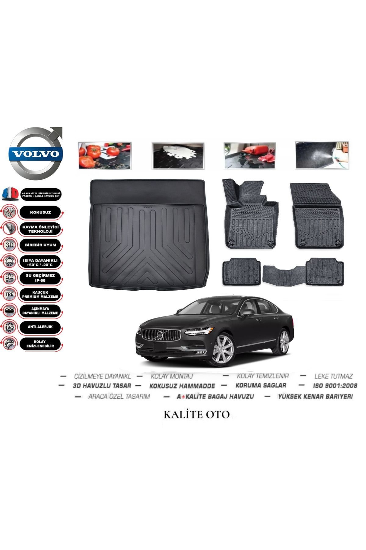 Volvo S90 2021 Model 3D Bagaj Havuzu+4D Havuzlu Paspas Setii