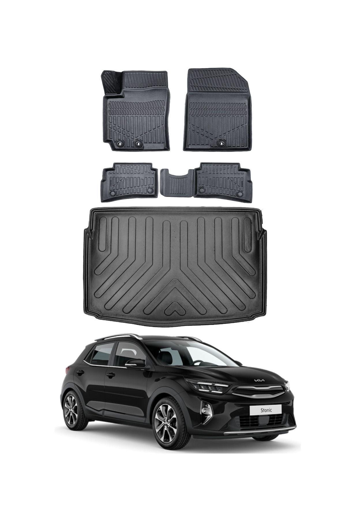 Kia Stonic 2022 Model Bagaj Havuzu Araca Özel Siyah Paspas Takımı