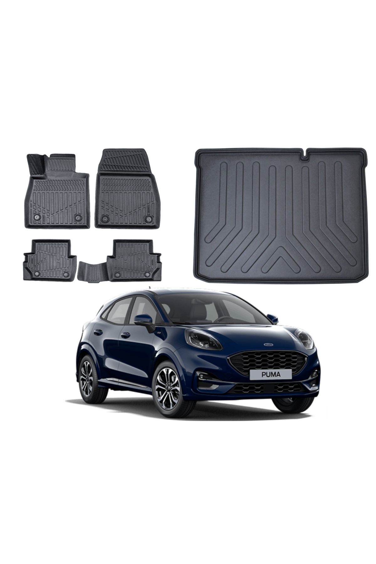 Ford Puma 2019 Sonrası 3D ALT Bagaj Havuzu+3D Araca Özel Paspas Takımı Luxury Serisi