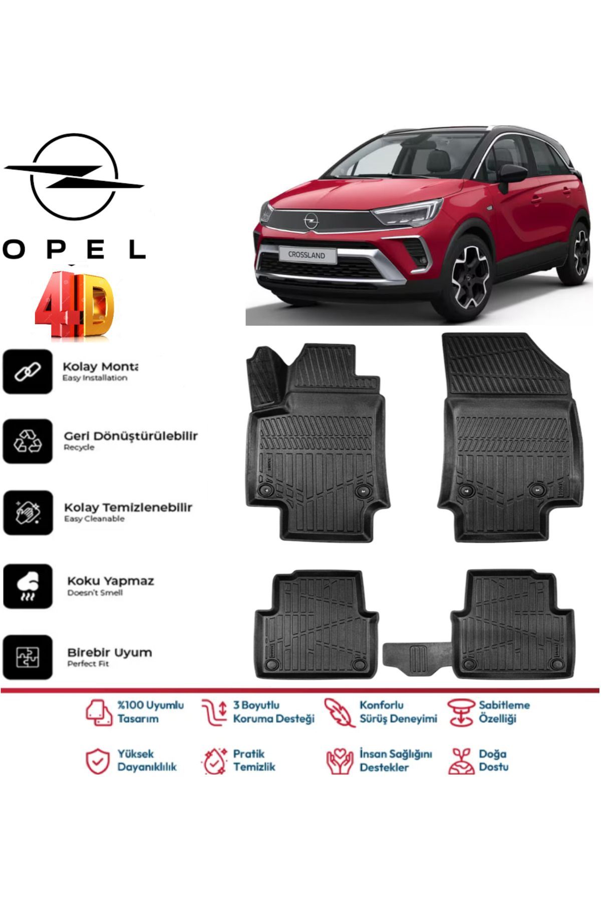 Opel Crossland 2018 Model 4D Havuzlu Paspas