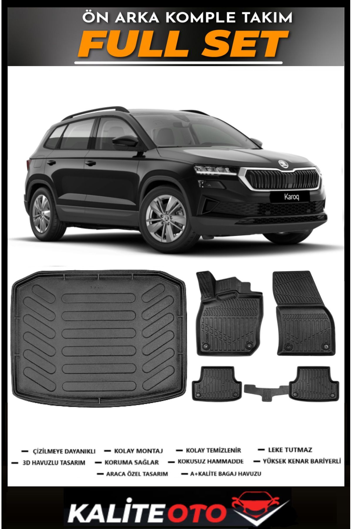 Skoda Karoq Bagaj Havuzu+4.5D Havuzlu Paspas Seti 2020 Model