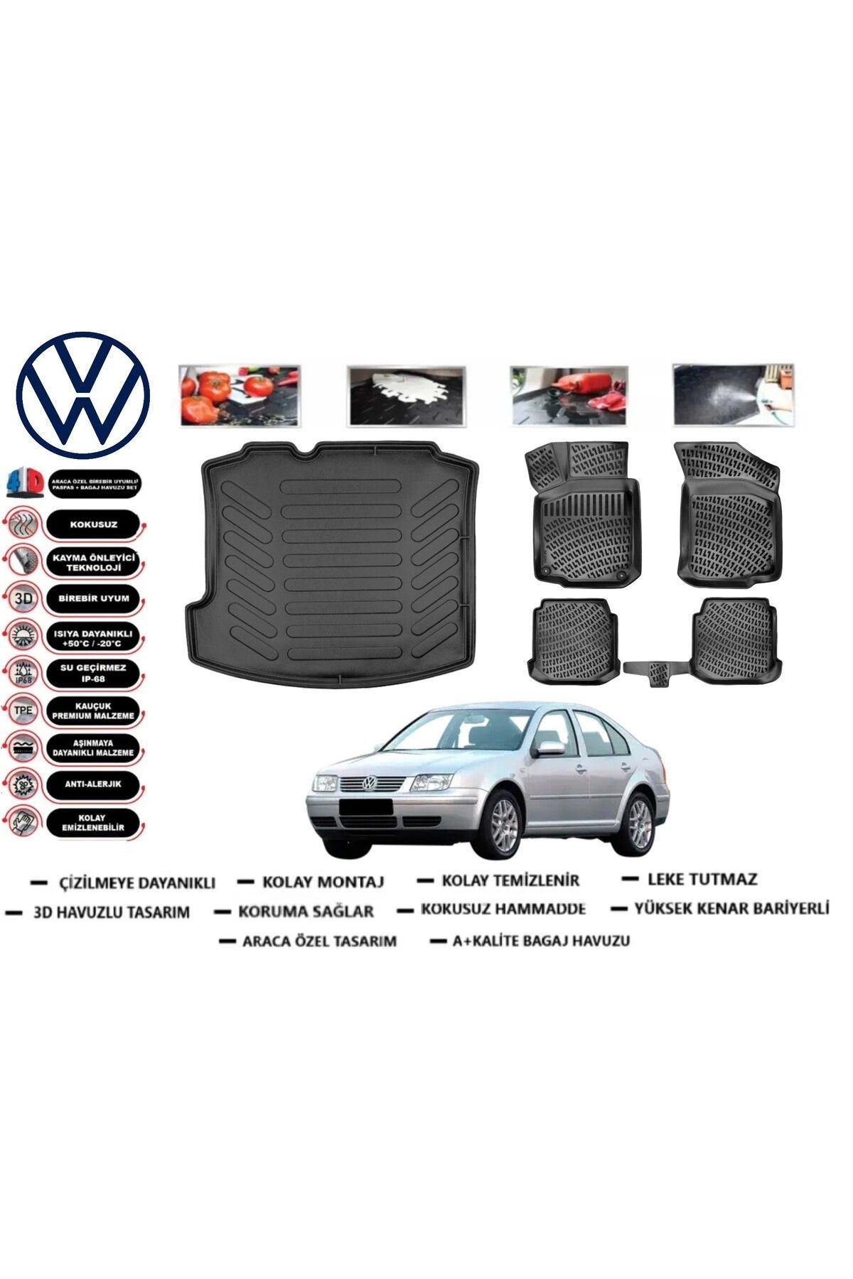 Volkswagen Bora 2004 Model Bagaj Havuzu Araca Özel Paspas Takımı Prrox