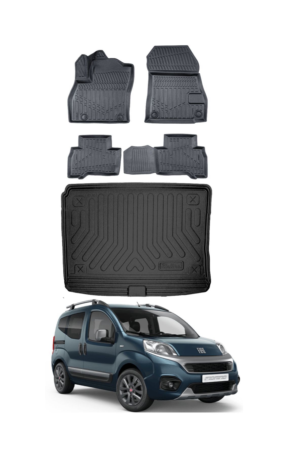 Fiat Fiorino 2022 Model Bagaj Havuzu Araca Özel Siyah Paspas Takımı