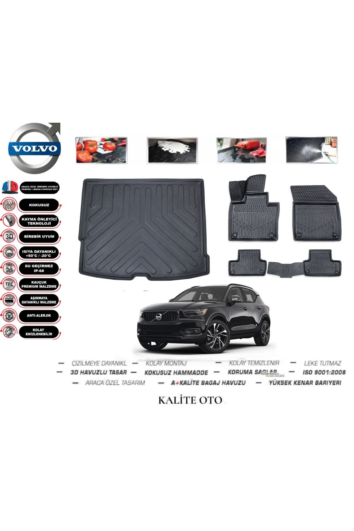 Volvo XC60 2018 Model 3D Bagaj Havuzu+4D Havuzlu Paspas Seti