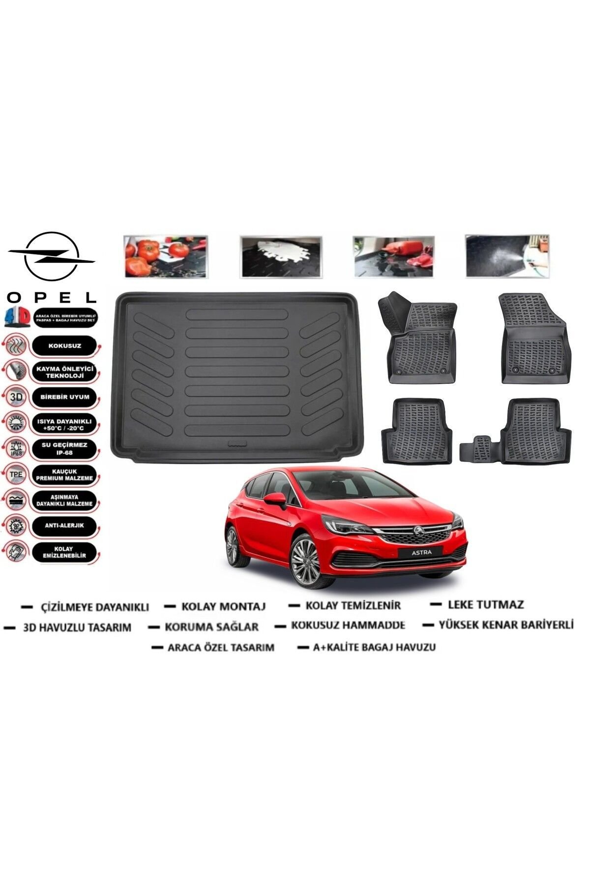 Opel Astra K HB 2019 Model Bagaj Havuzu Araca Özel Paspas Takımı Prrox