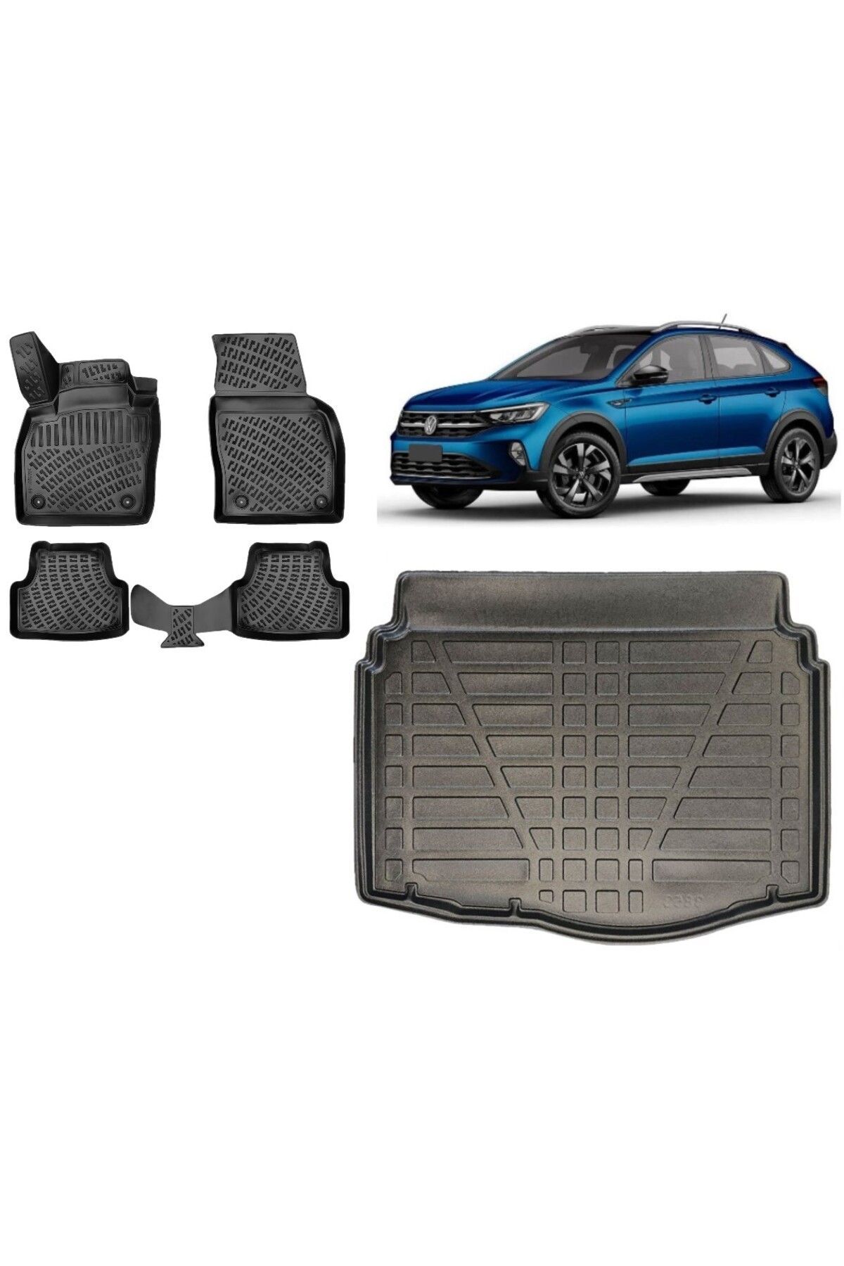 Volkswagen Taigo 2020 Model ALT KADEME 3D Bagaj Havuzu+3D Havuzlu Araca Özel Paspas Takımı