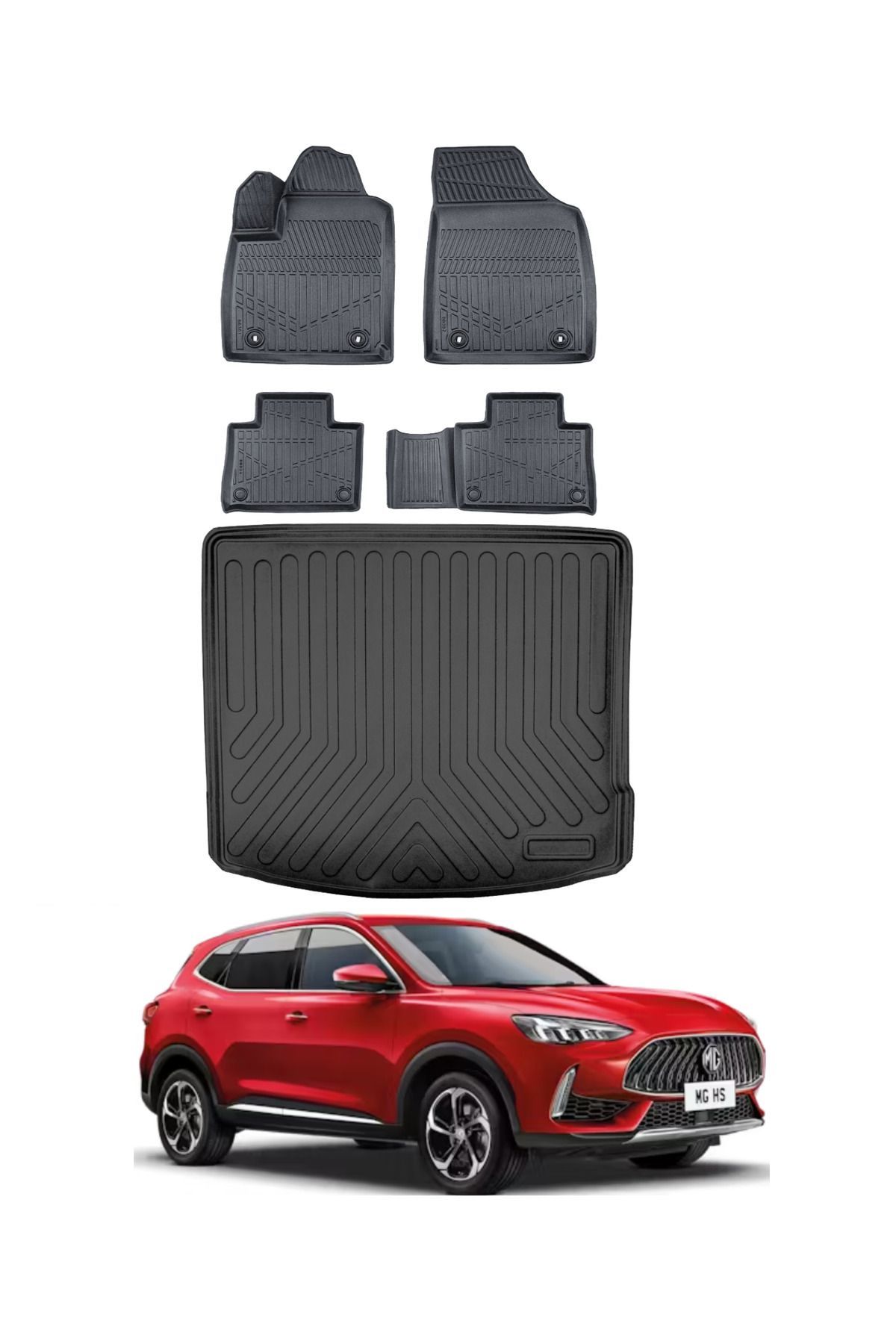 MG EHS Elektrikli 2021 Model Bagaj Havuzu Araca Özel Siyah Paspas Takımı