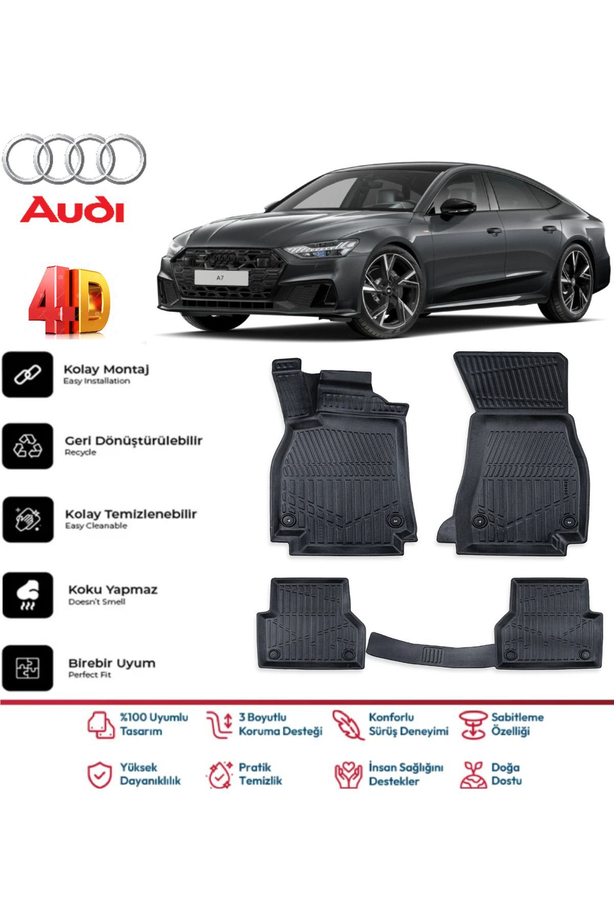 Audi A7 2024 Model 4D Havuzlu Paspas