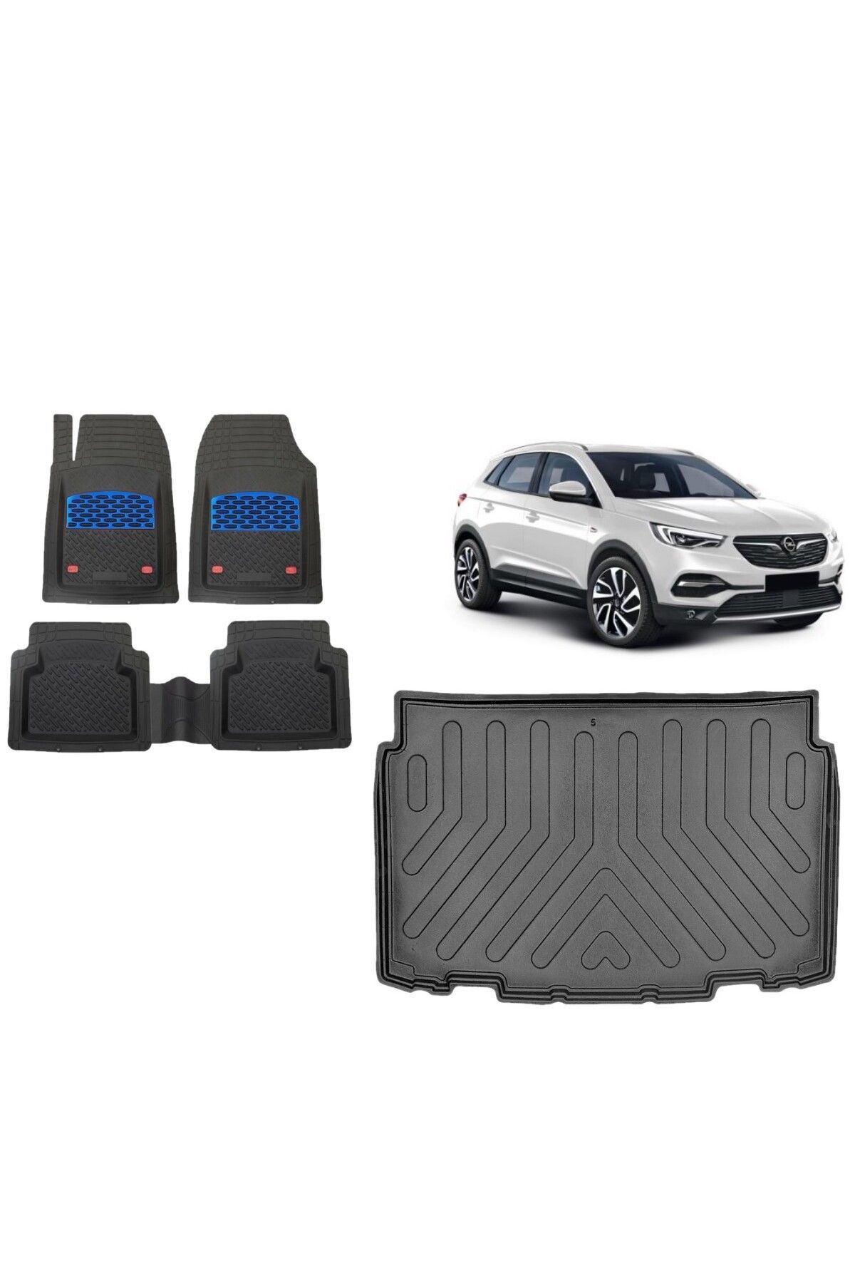 Opel Mokka 2022 Model Alt 3D Bagaj Havuzu+3D Havuzlu Safir Mavi Kromluu Paspas
