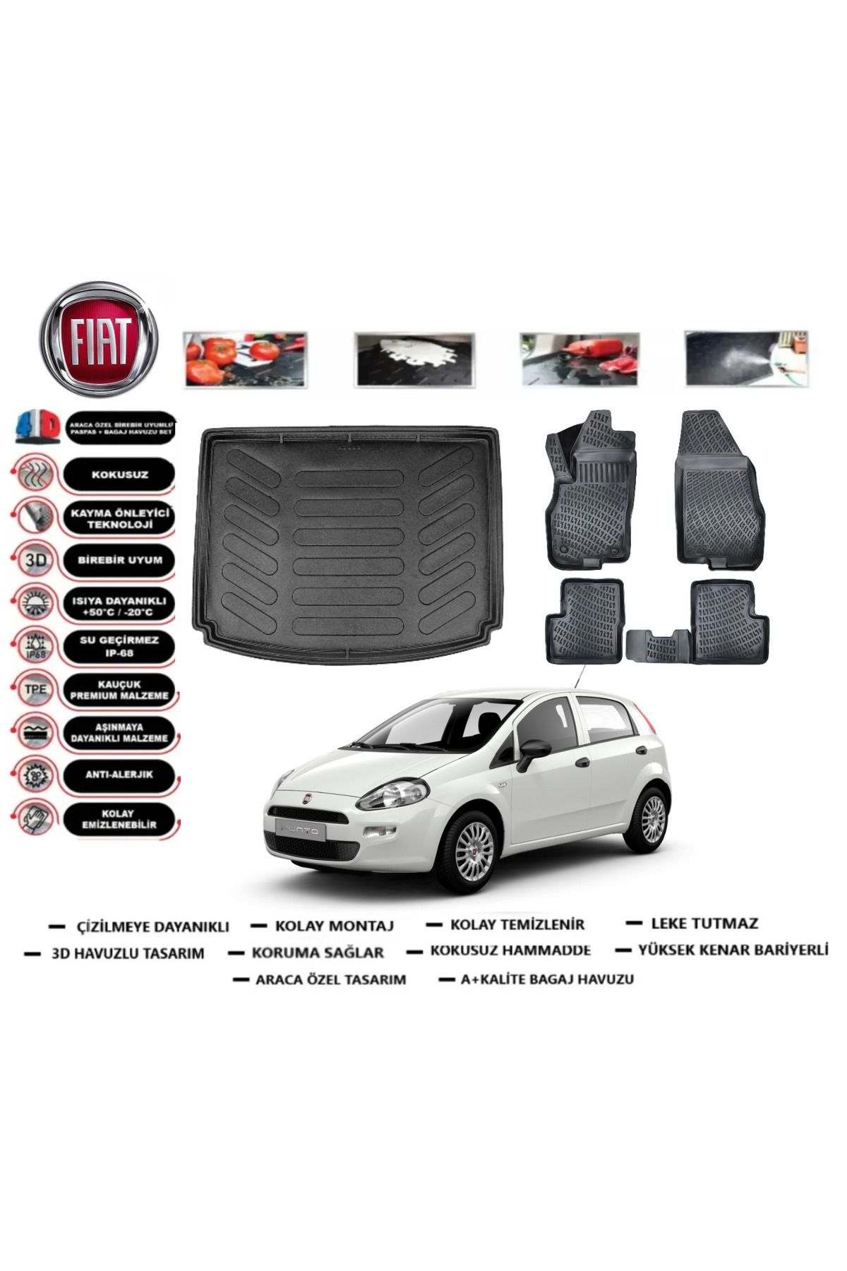 Fiat Punto 2012 Model Bagaj Havuzu Araca Özel Paspas Takımı Prrox