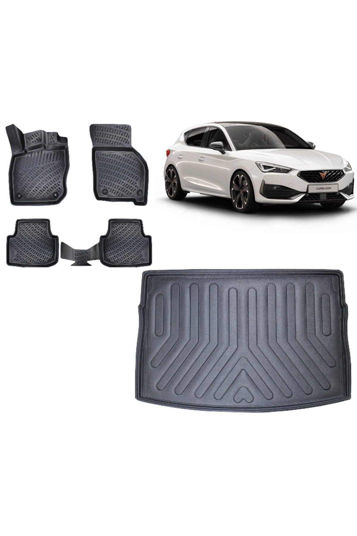 Cupra Leon Üst Kademe 2023 Ve Sonrası Bagaj Havuzu+3D Havuzlu Araca Özel Paspas Takımı
