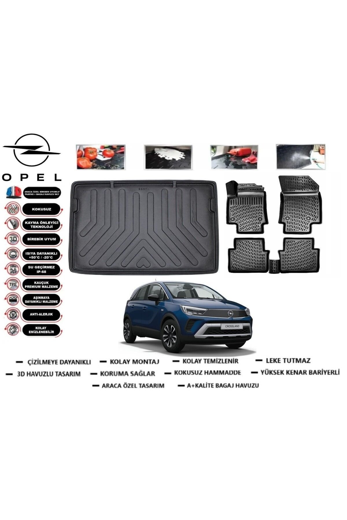 Opel Crossland 2017 Model Üst Bagaj Havuzu Araca Özel Paspas Takımı Prrox