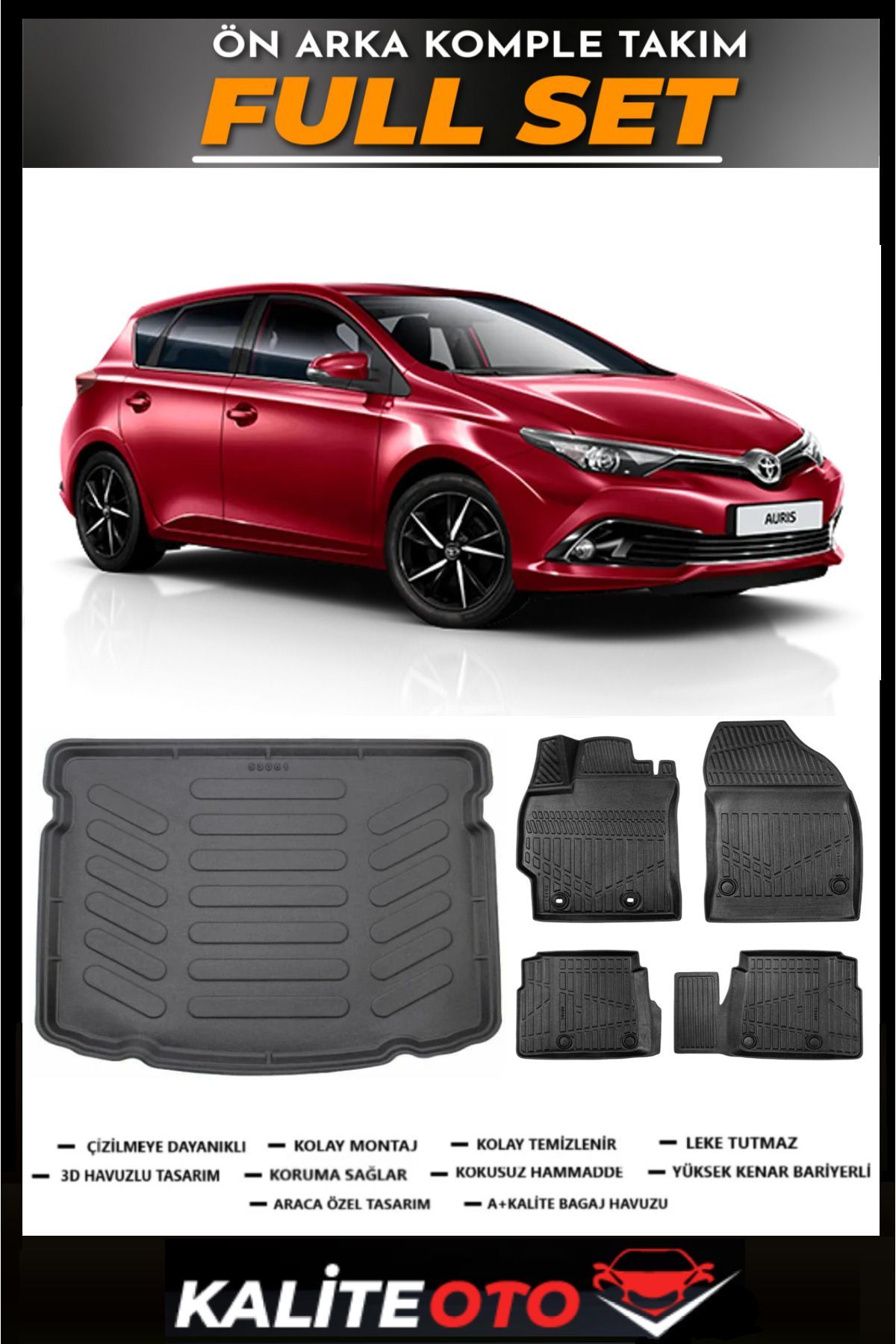 Toyota Auris Bagaj Havuzu+4.5D Havuzlu Paspas Seti 2020 Model