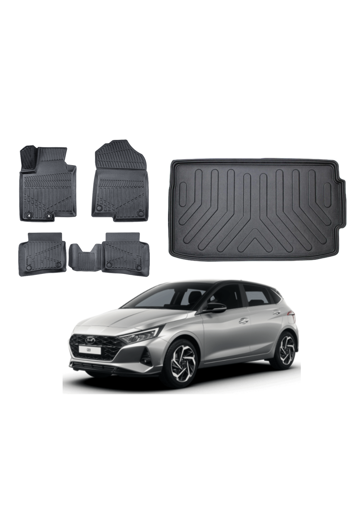 Hyundai i20 2021 Model Elite Paket 3D Bagaj Havuzu+3D Araca Özel Paspas Takımı Luxury Serisi