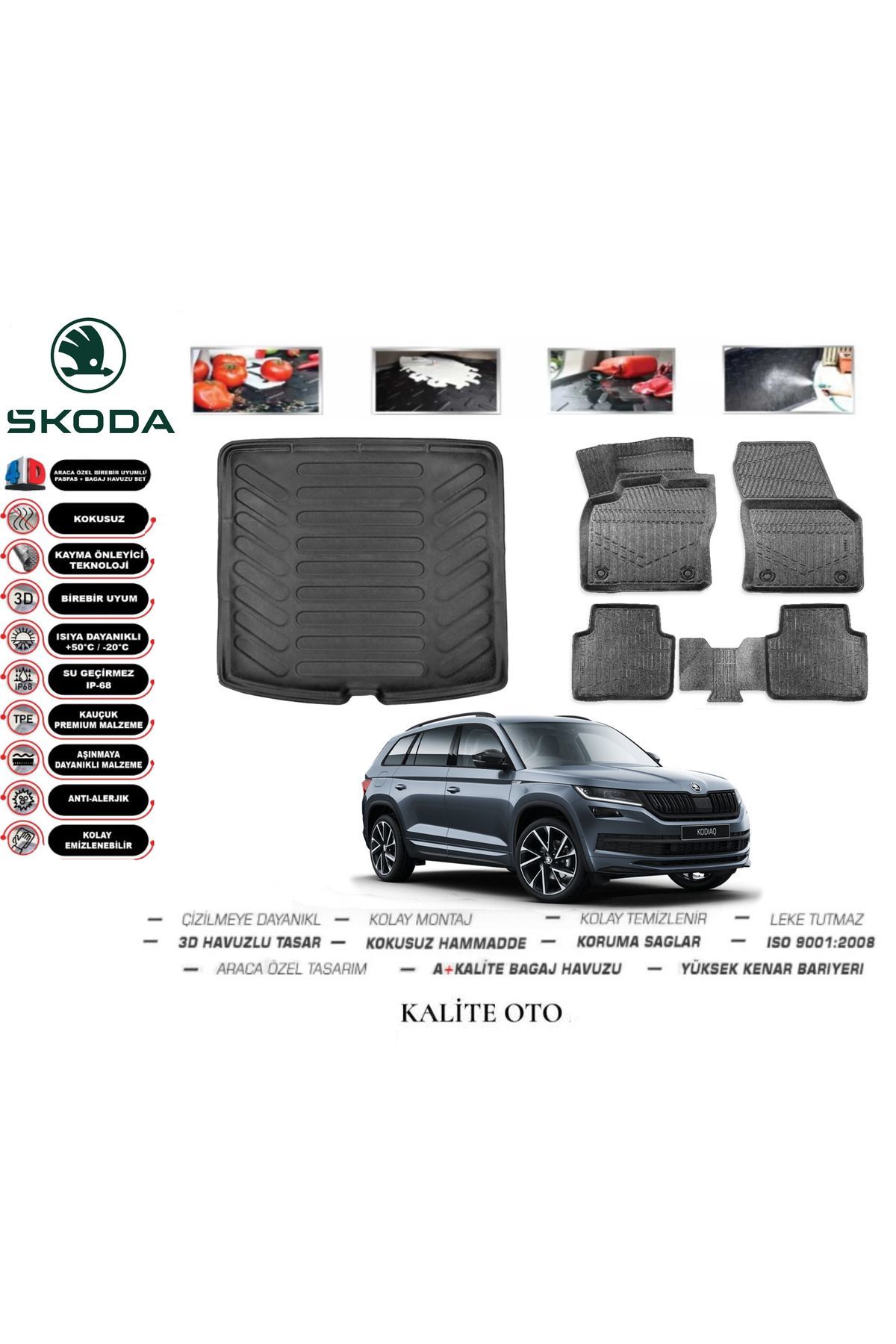 Skoda Kodiaq 2024 Model 3D Bagaj Havuzu+4D Havuzlu Paspas Setii